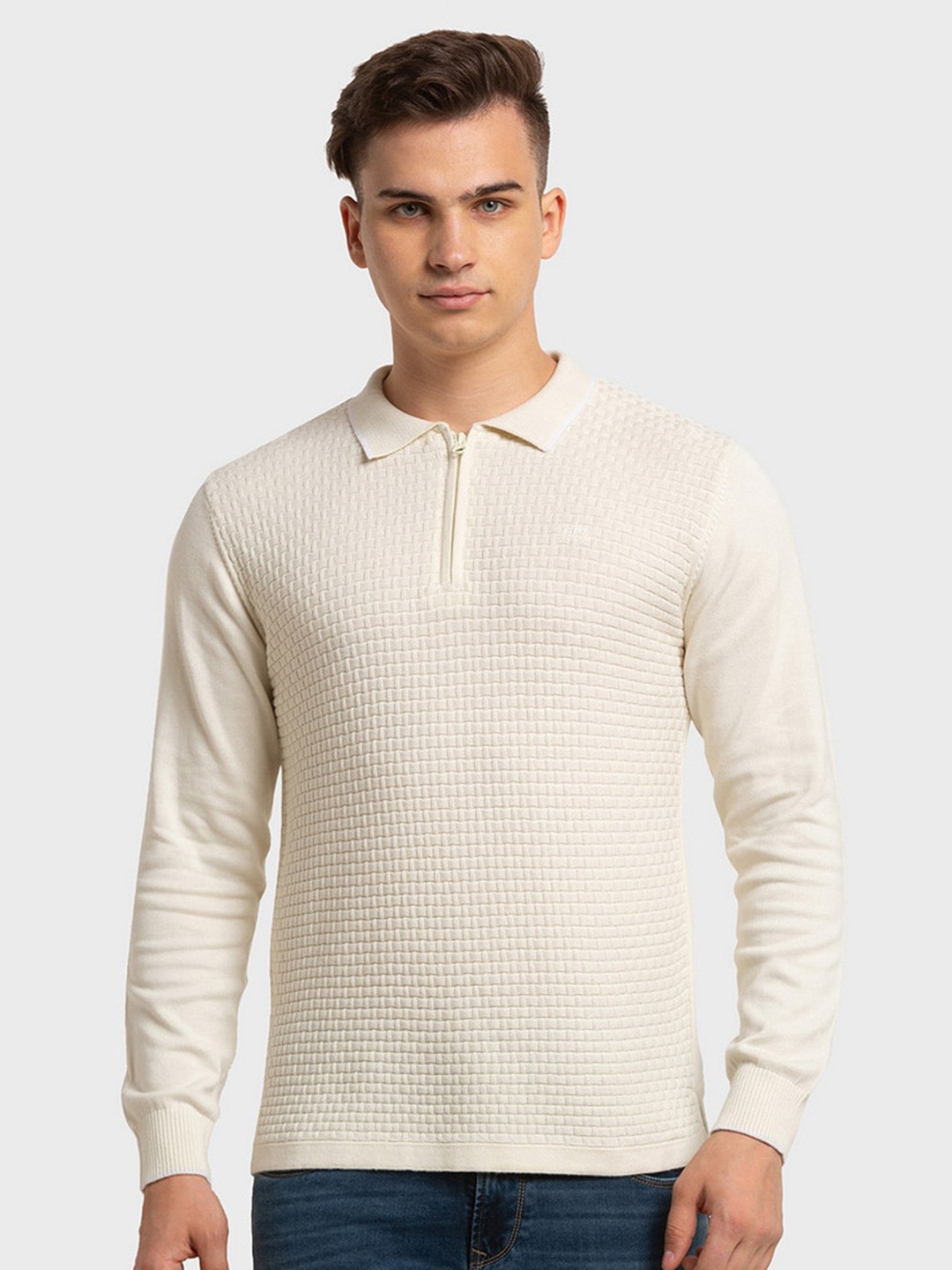 

ColorPlus Men Beige Polo Collar Organic Cotton Slim Fit T-shirt