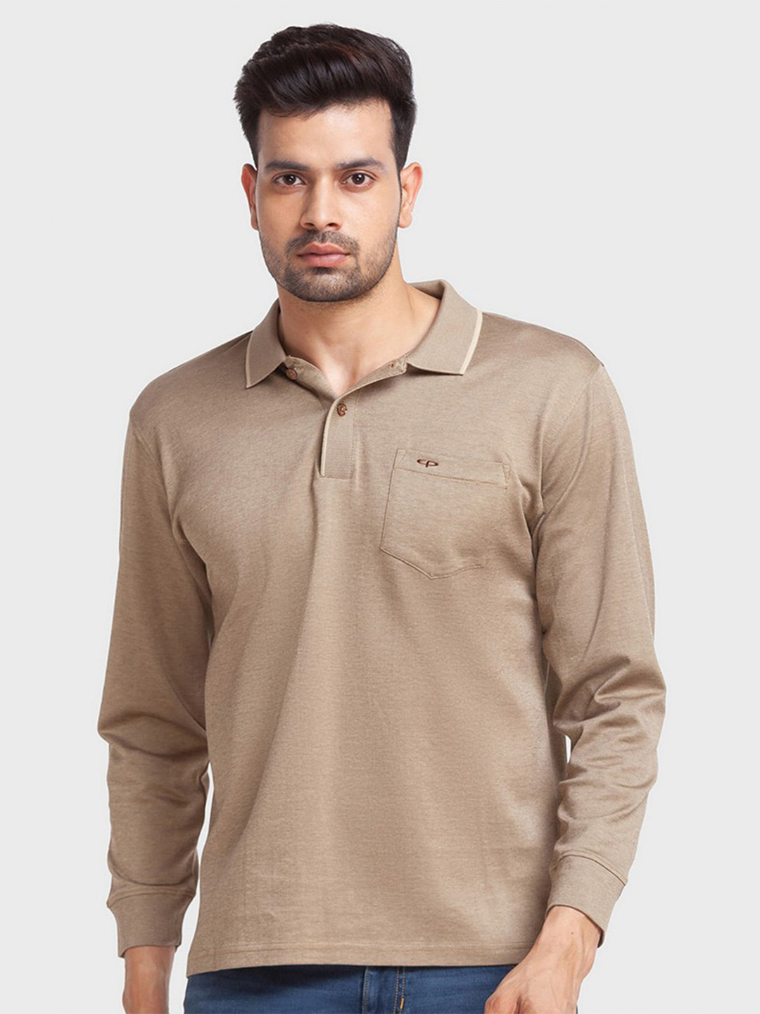 

ColorPlus Men Brown Polo Collar Organic Cotton Slim Fit T-shirt