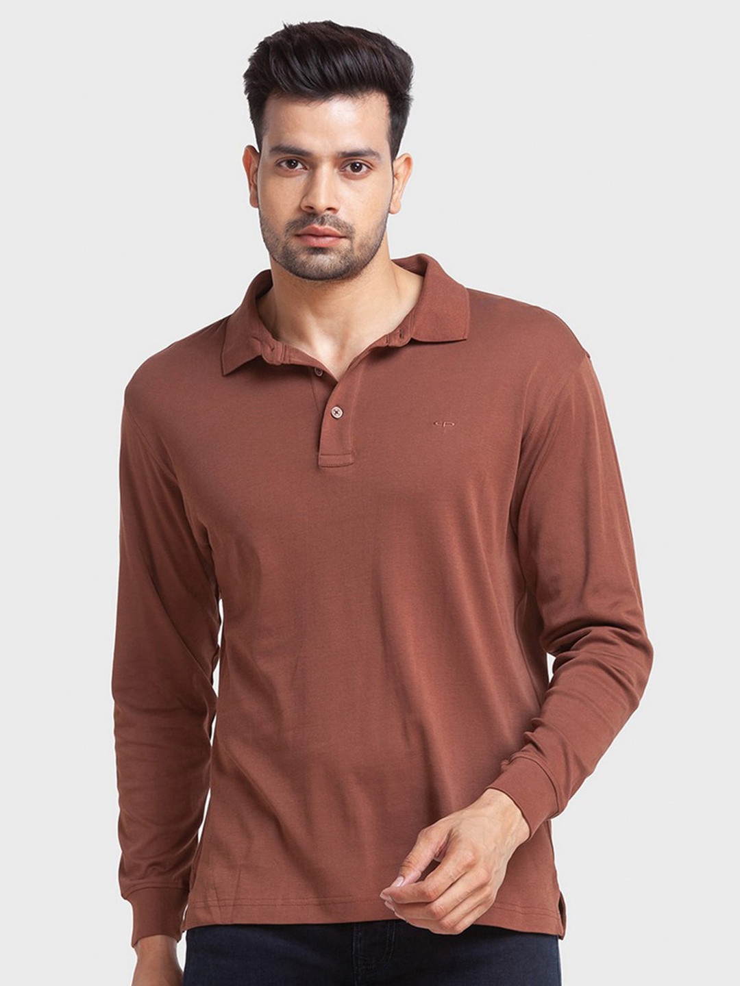 

ColorPlus Men Brown Polo Collar Organic Cotton Slim Fit T-shirt