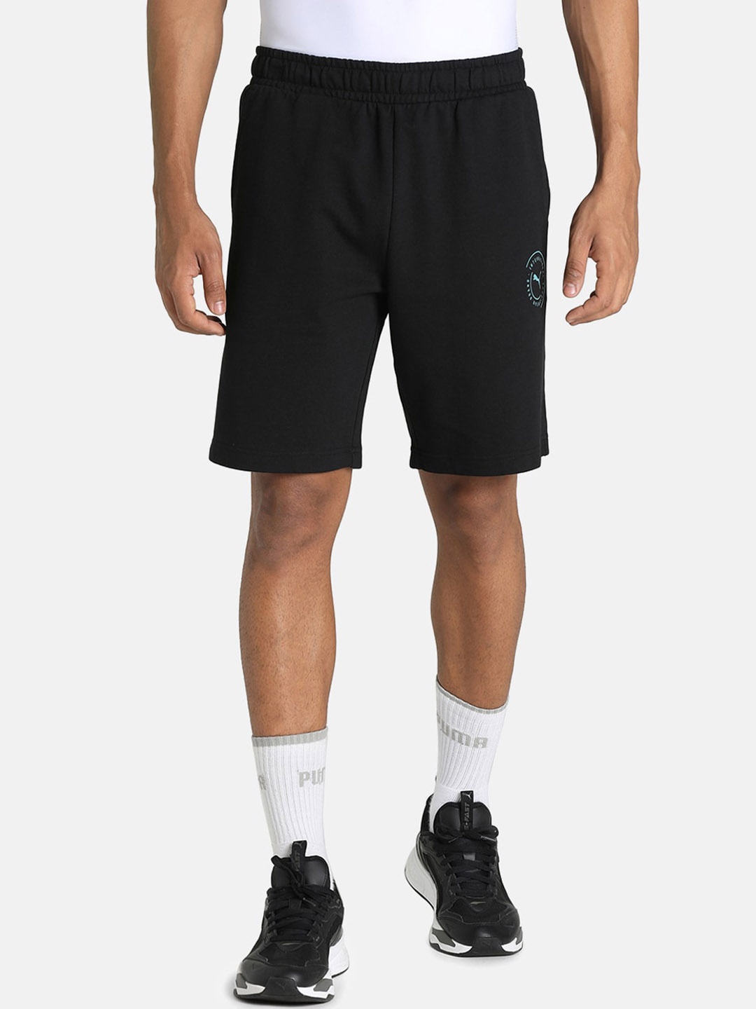 

Puma Men Black Solid Cotton Slim Fit Outdoor Graphic Sports Shorts