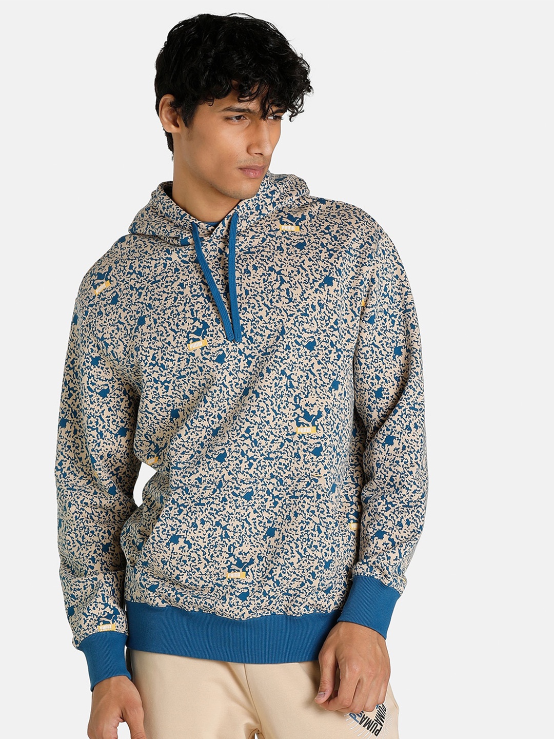 

Puma Men Blue Brand Love Printed Hooded Regular Fit Sweatshirt