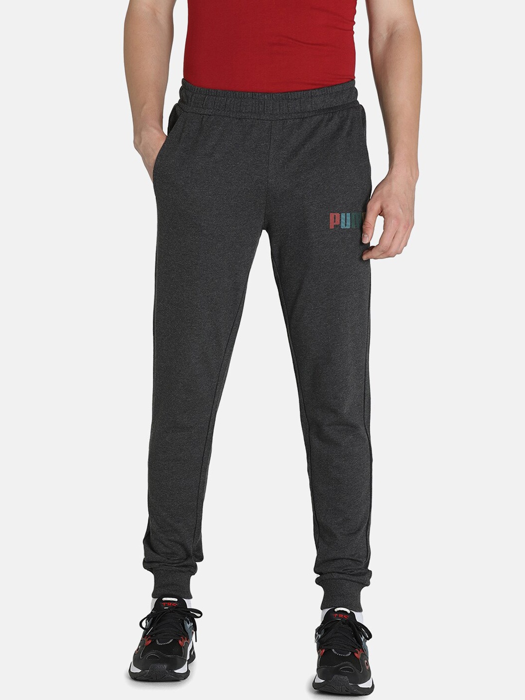 

Puma Men Grey Solid Slim-Fit Cotton Knitted Joggers