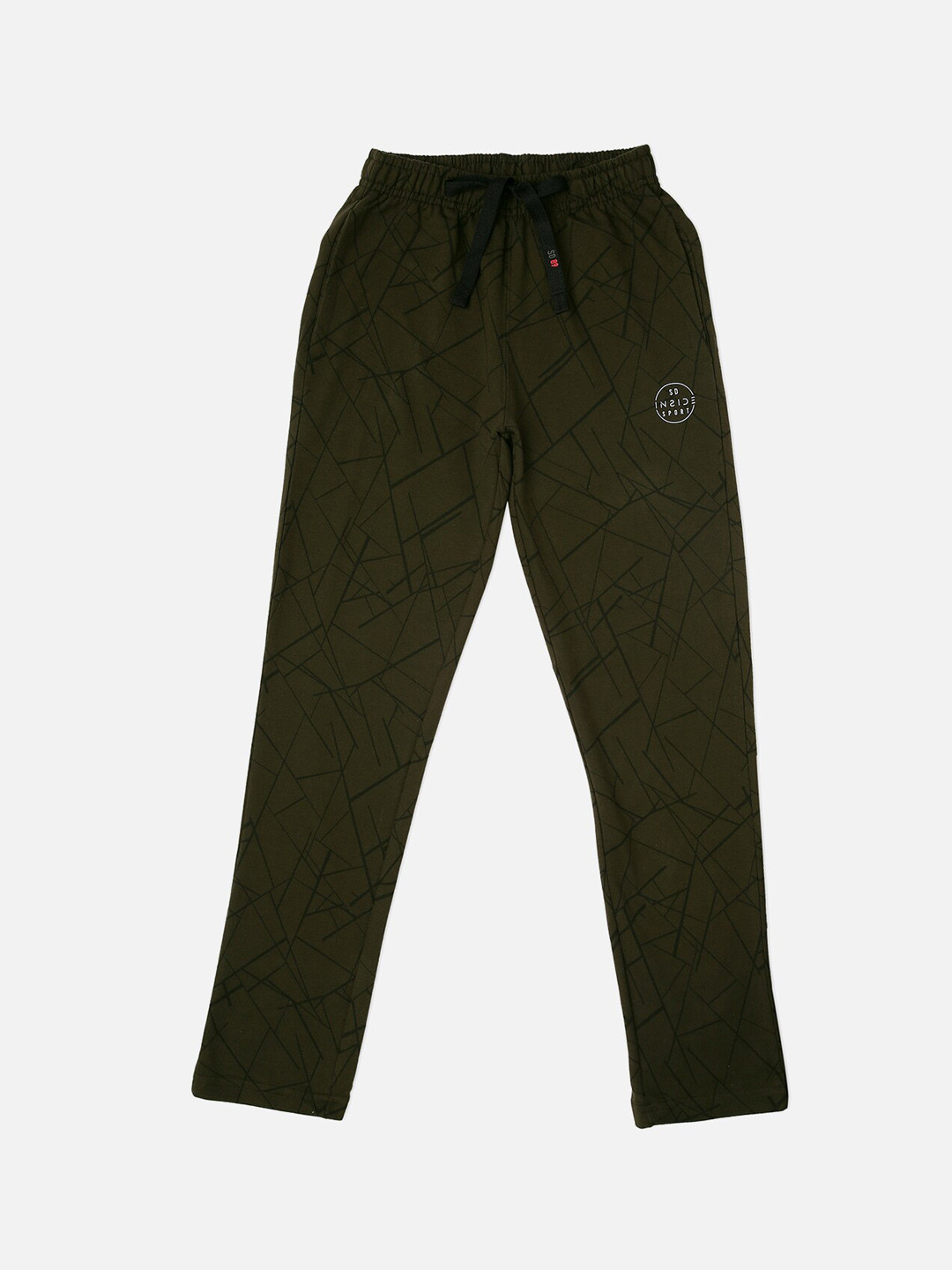 

Sweet Dreams Boys Olive-Green Geometric Cotton Track Pant