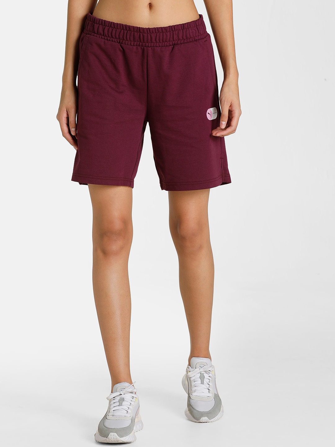 

Puma Women Purple Loose Fit Outdoor Swipe Graphic Sports Shorts