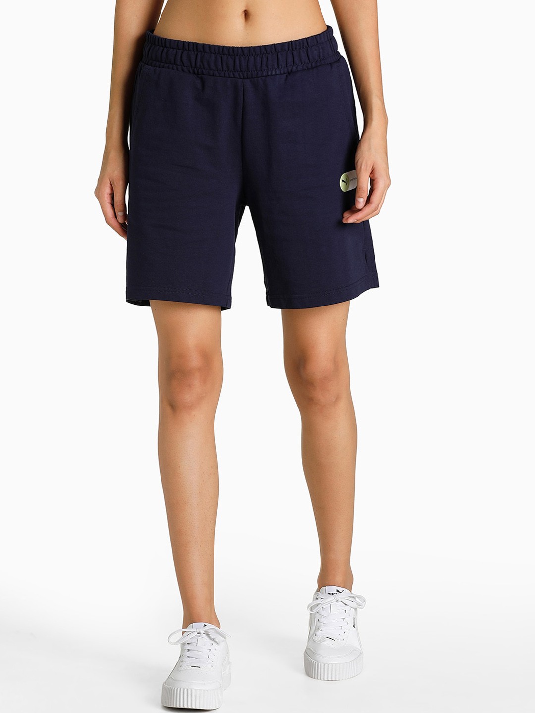 

Puma Women Blue Loose Fit Outdoor Sports Swipe Graphic Shorts