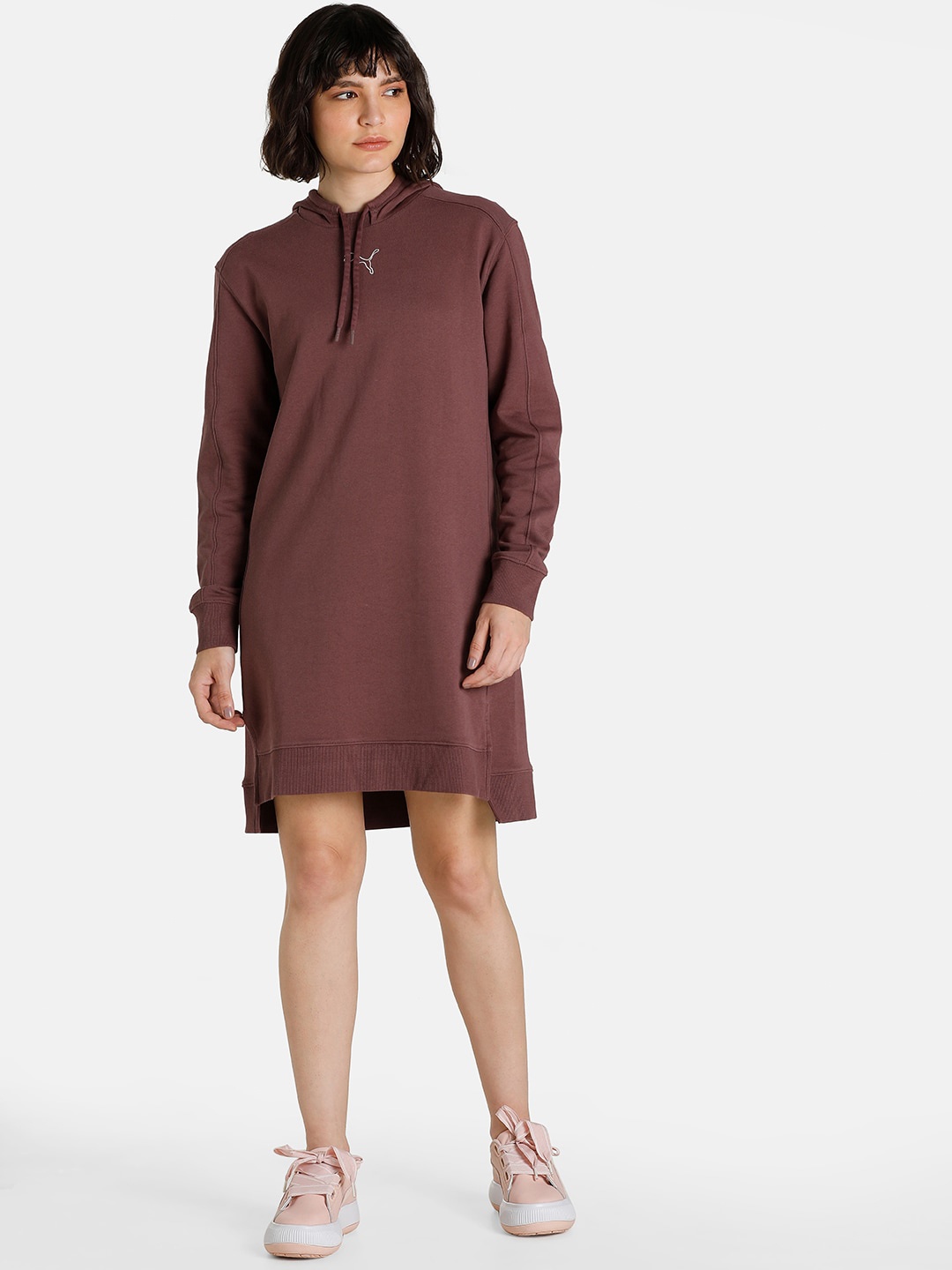 

Puma HER Relaxed Fit Hooded T-Shirt Dress, Brown