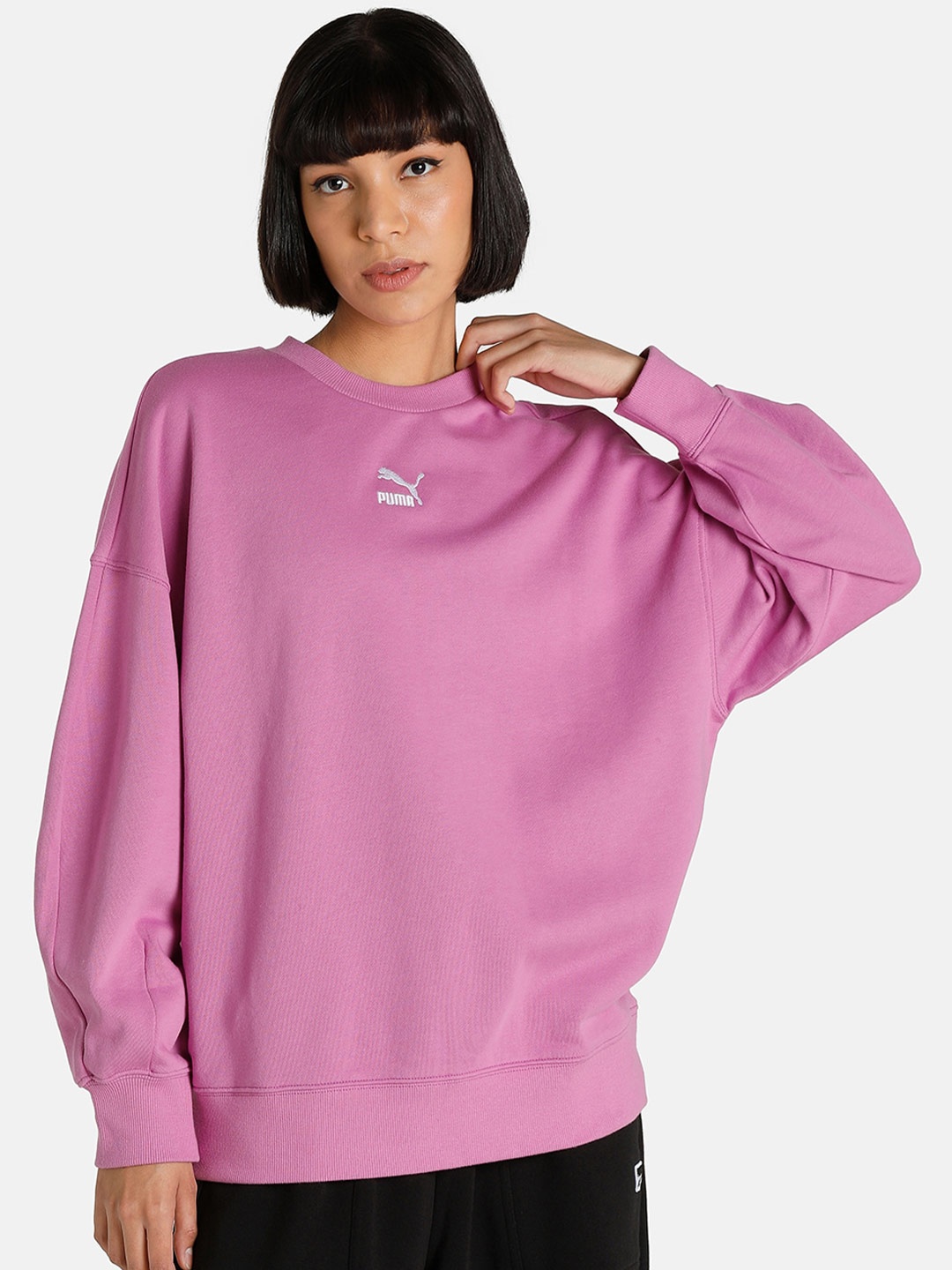 

Puma Women Purple Classics Oversized Crewneck Sweatshirt