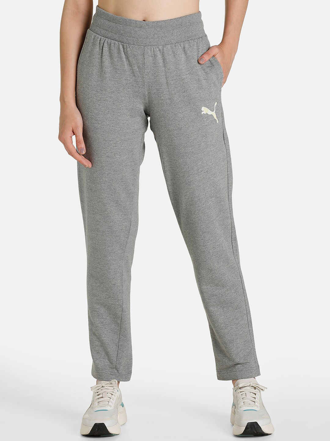 

Puma Women Patterned Cat Logo Regular Fit Track Pants, Grey