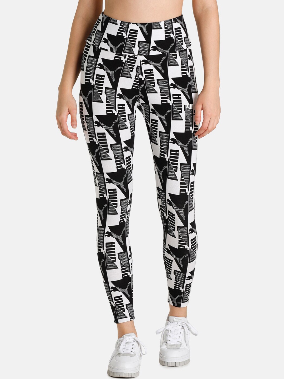 

Puma Women White & Black Power Printed Cotton Tights