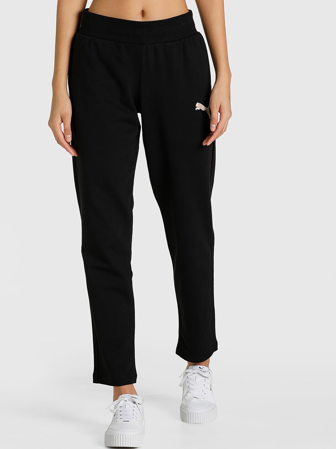 

Puma Women Black Solid Cotton Patterned Cat Logo Track Pants