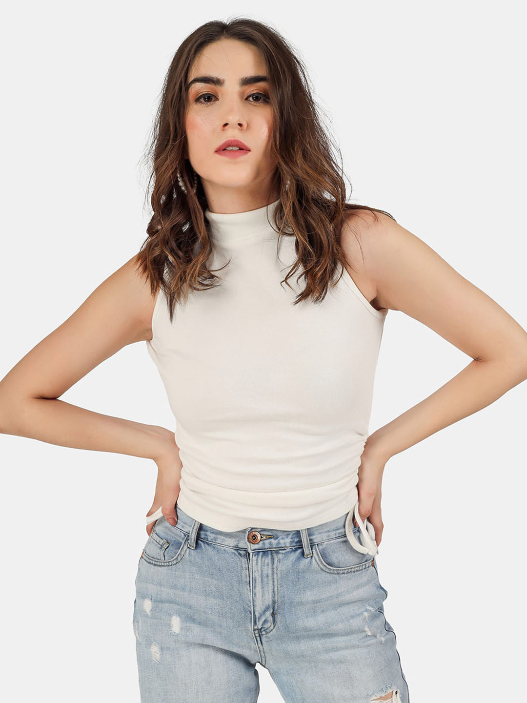

angloindu Women Crop Top, White