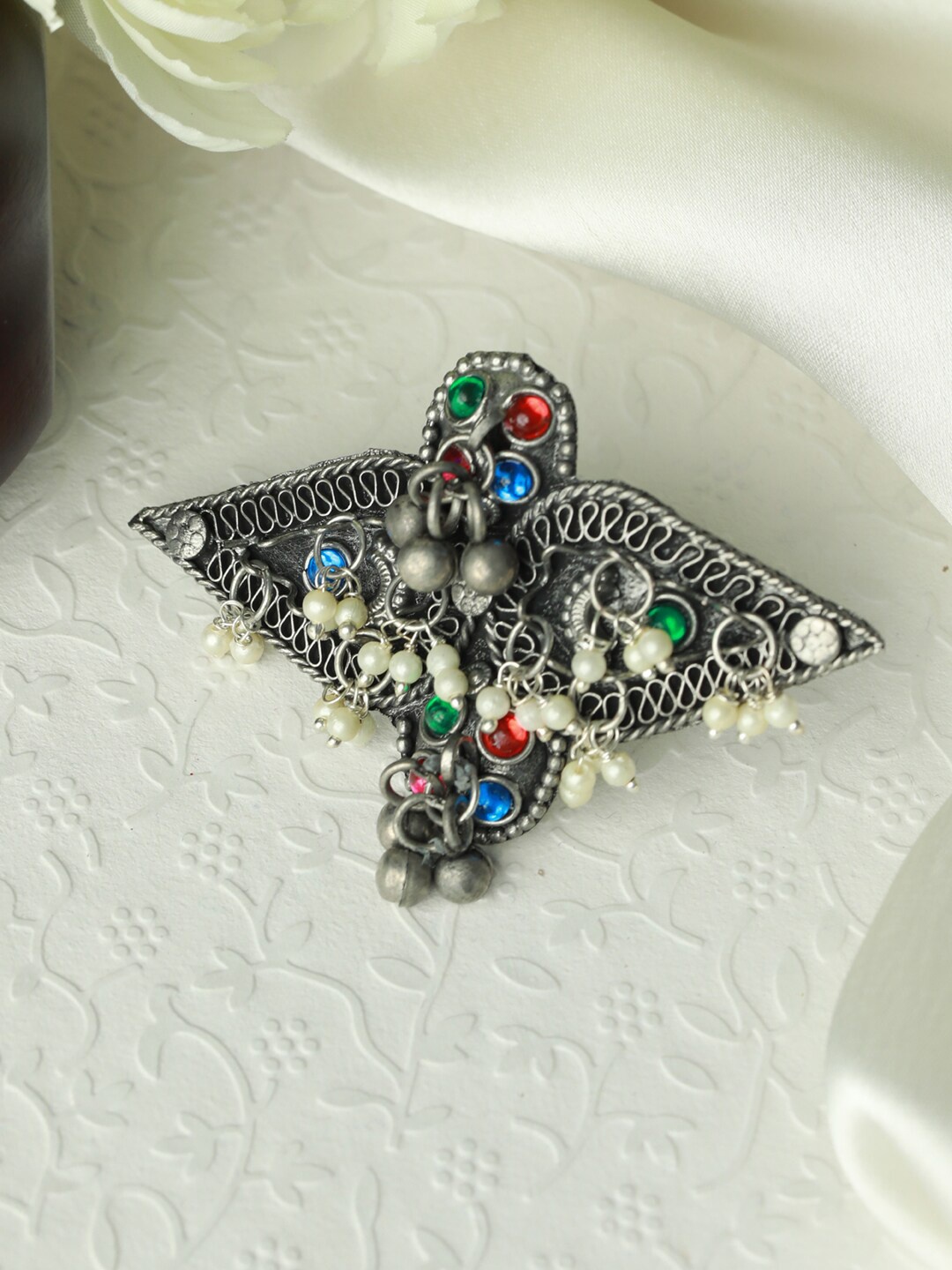 

Jazz and Sizzle Multi Coloured Stone Studded Afghan Adjustable Finger Ring