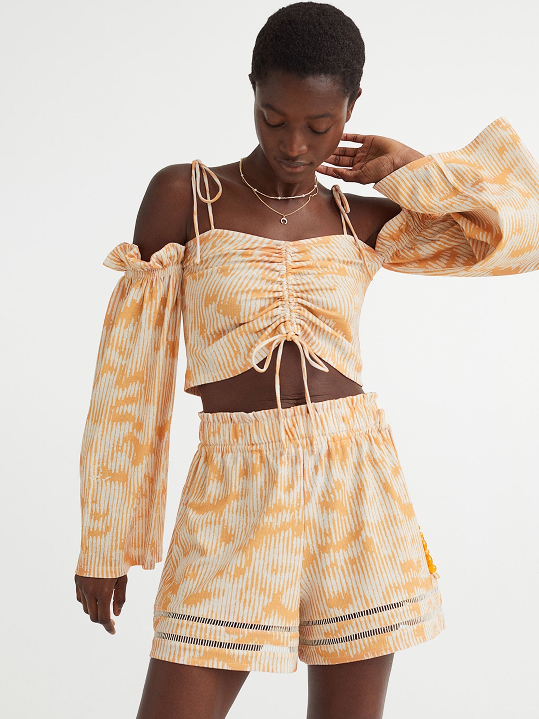 

H&M Women Orange Trim Shorts