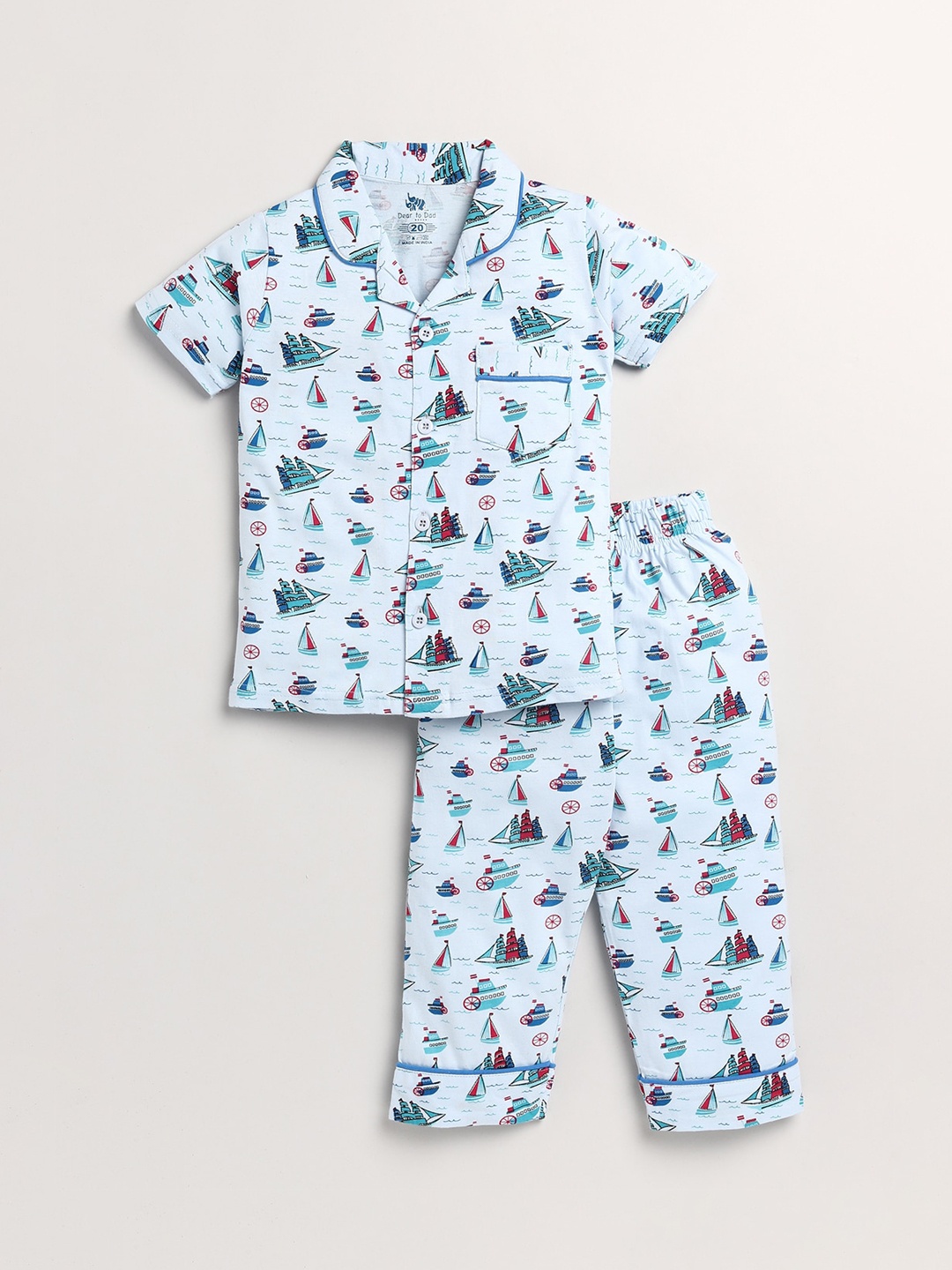 

Dear to Dad Boys Blue & Red Printed Night suit