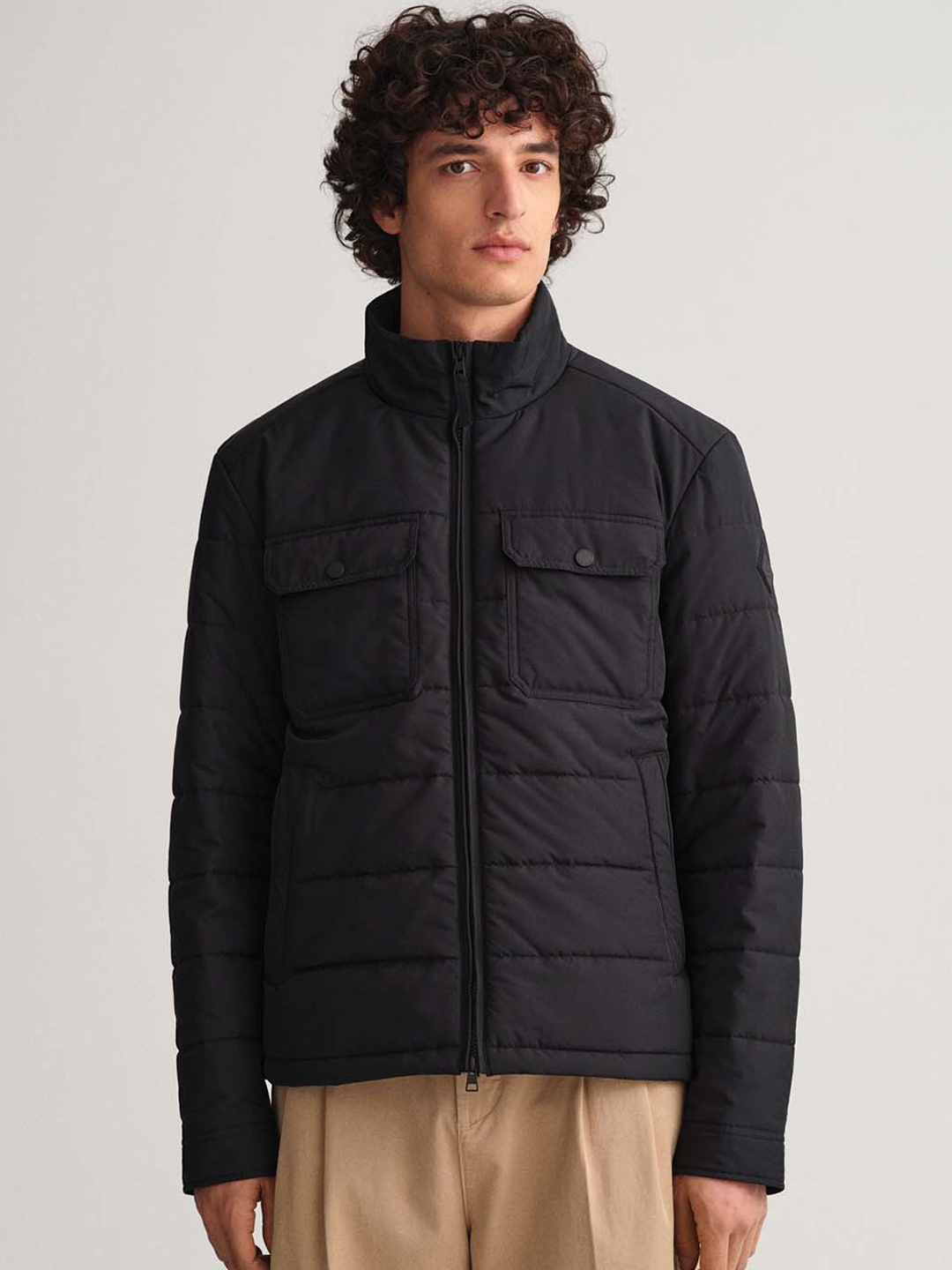 

GANT Men Black Geometric Longline Padded Jacket