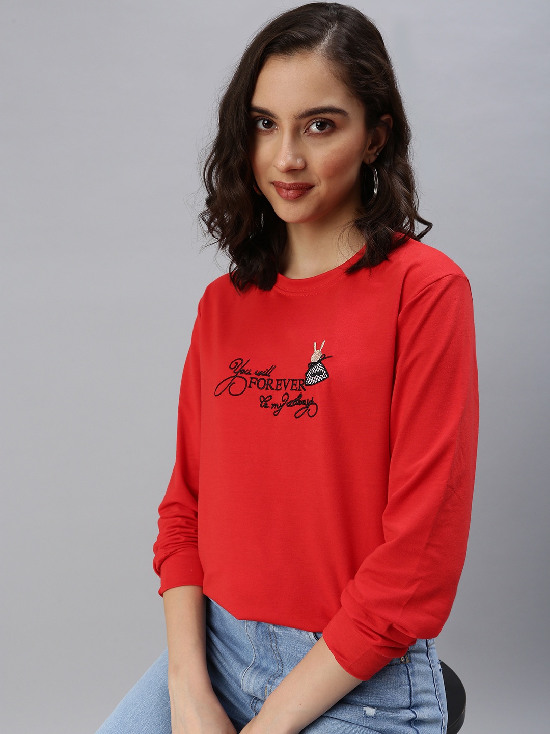

SHOWOFF Women Red Printed Sweatshirt