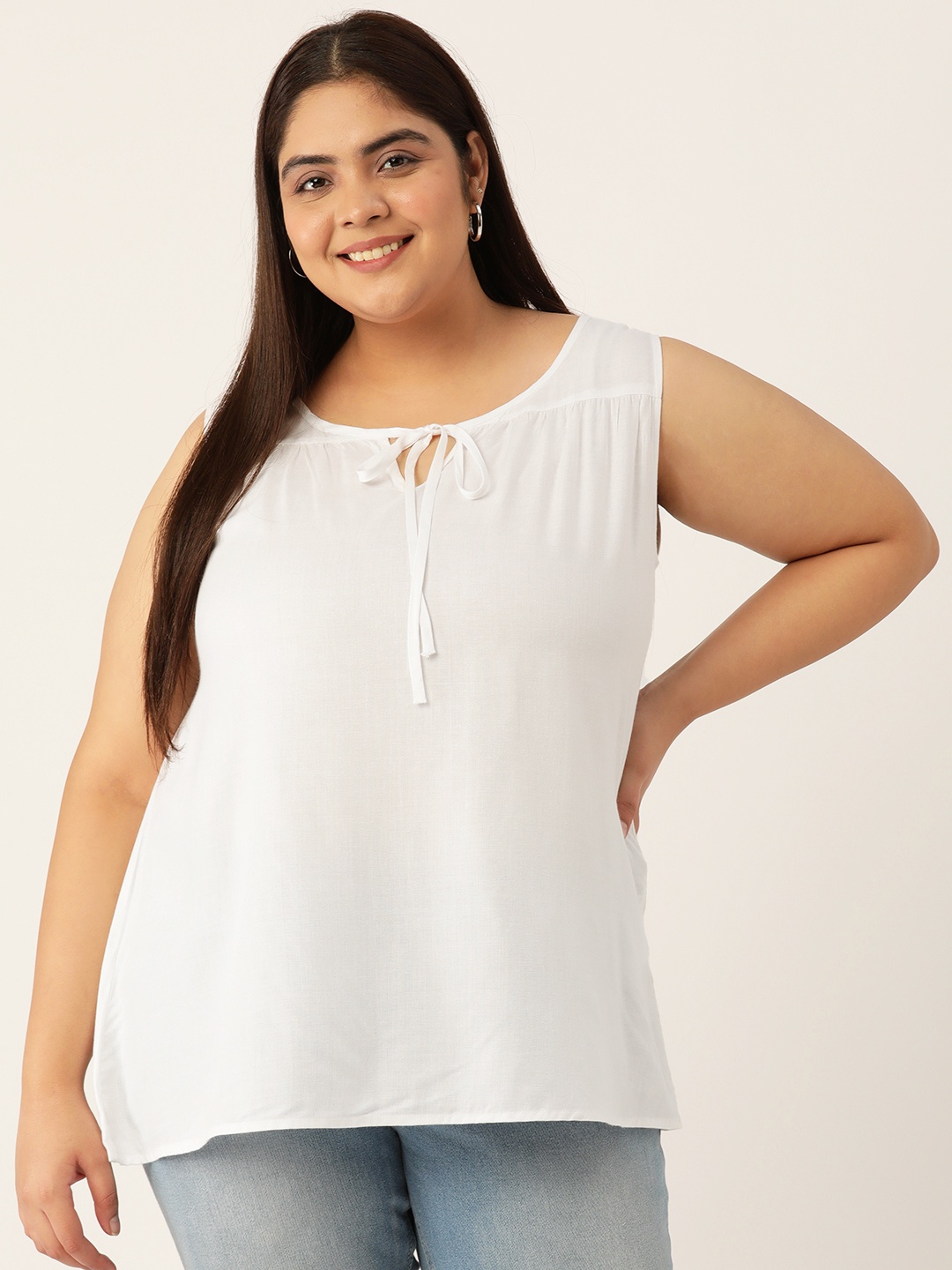 

theRebelinme White Tie-Up Neck Top