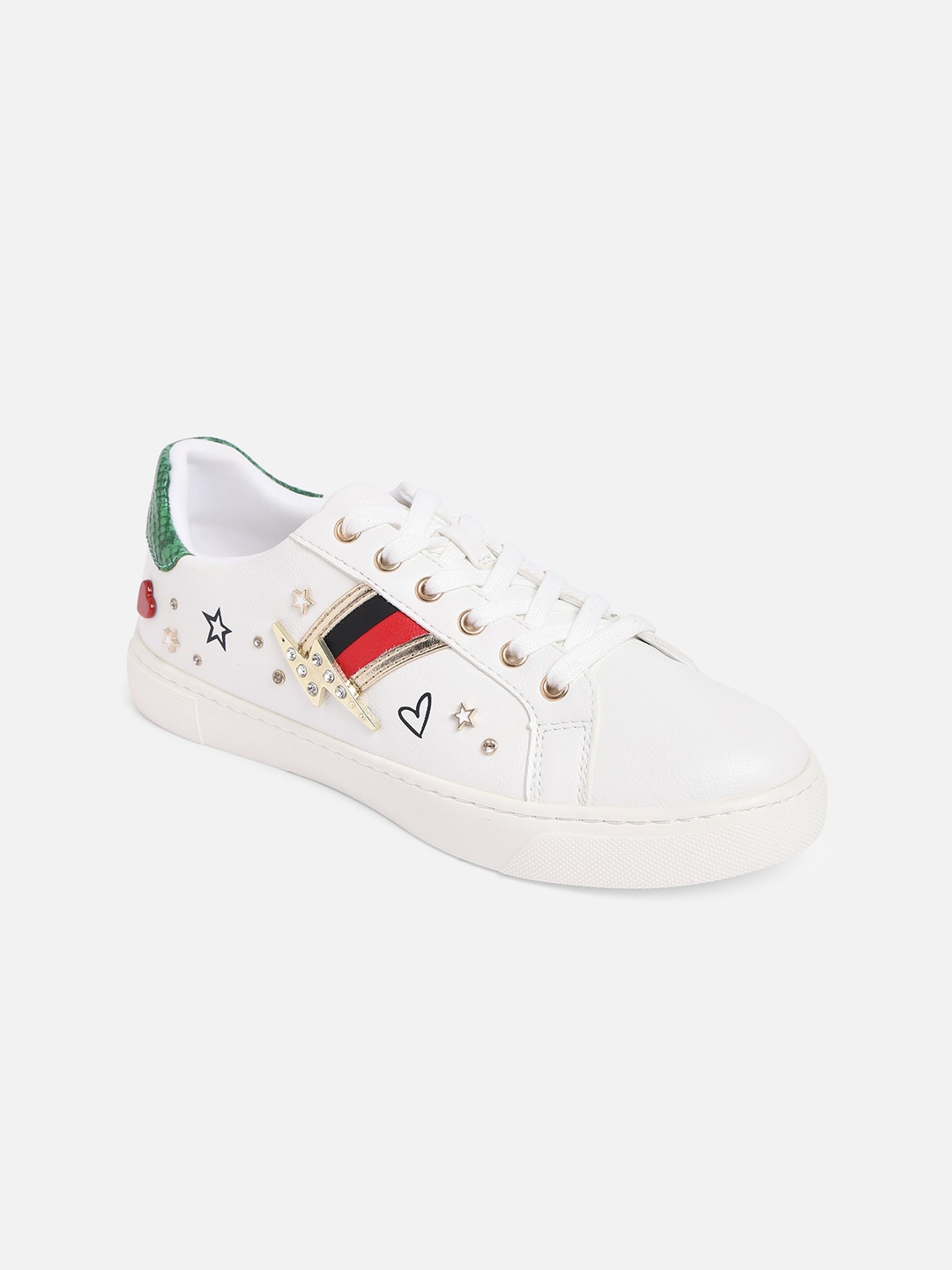 

ALDO Women White Woven Design Sneakers