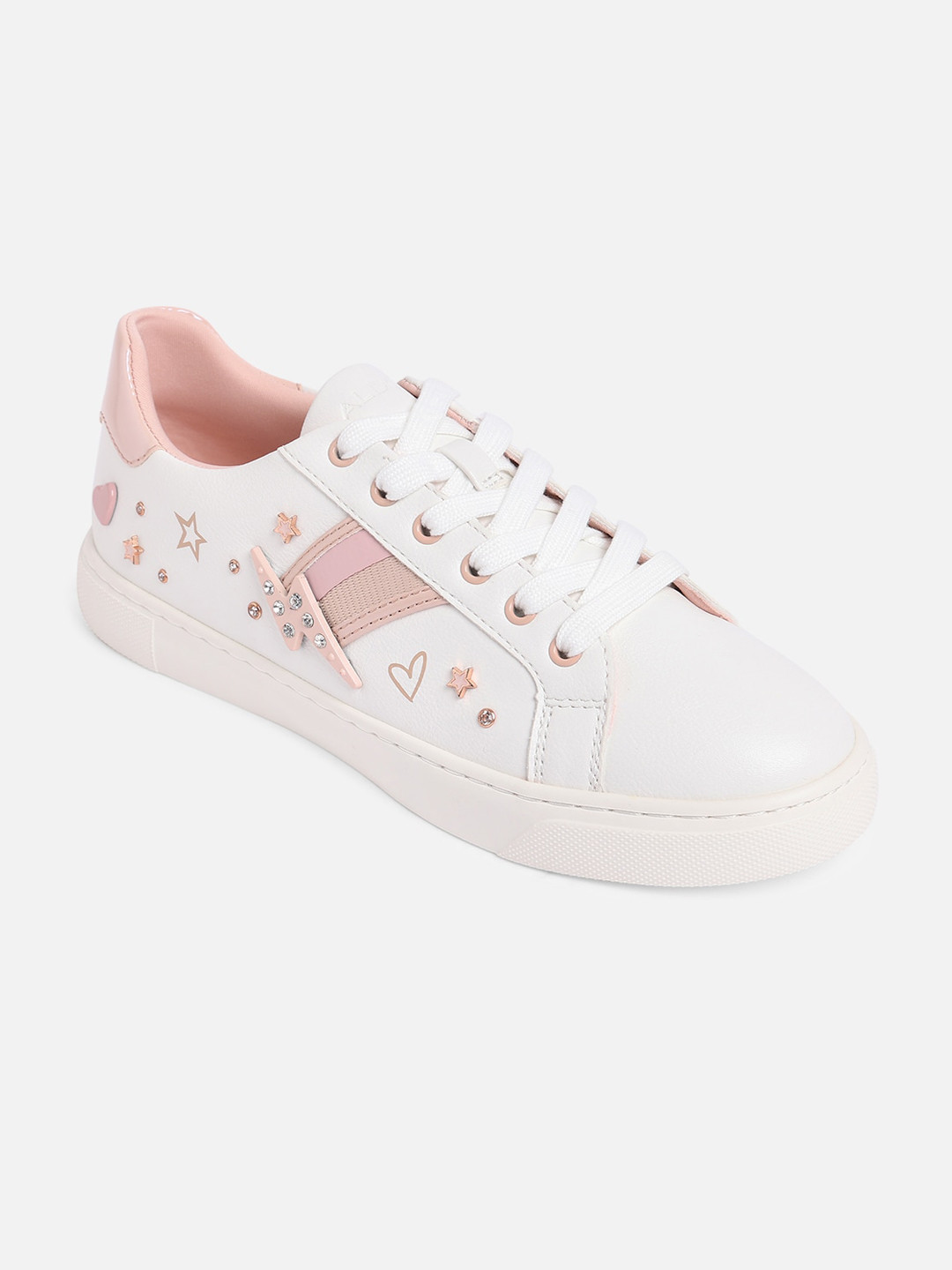 

ALDO Women White & Pink Printed Sneakers