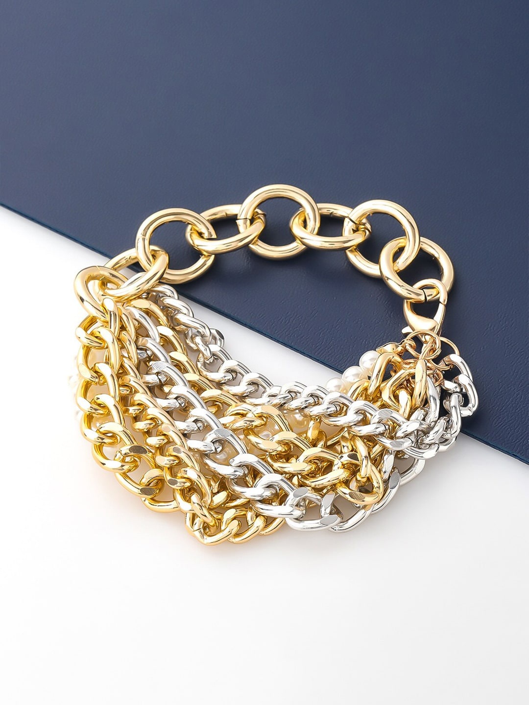 

Yellow Chimes Women Gold-Plated Brass Chain Layered Bracelet