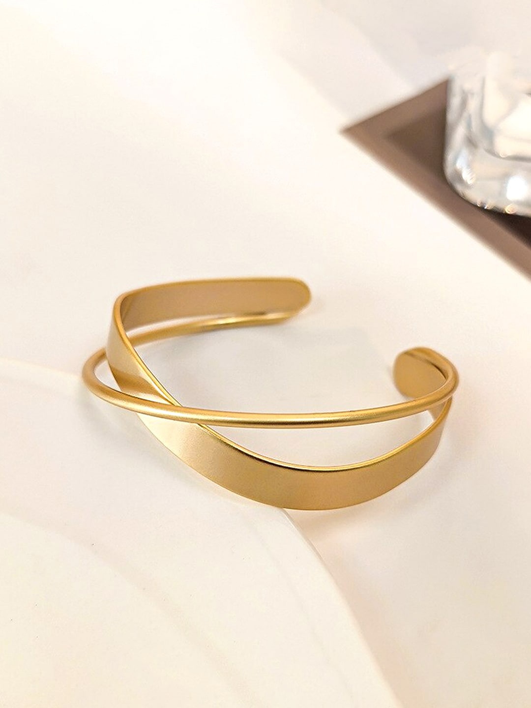 

Yellow Chimes Women Gold Toned Kada Cuff Bracelet