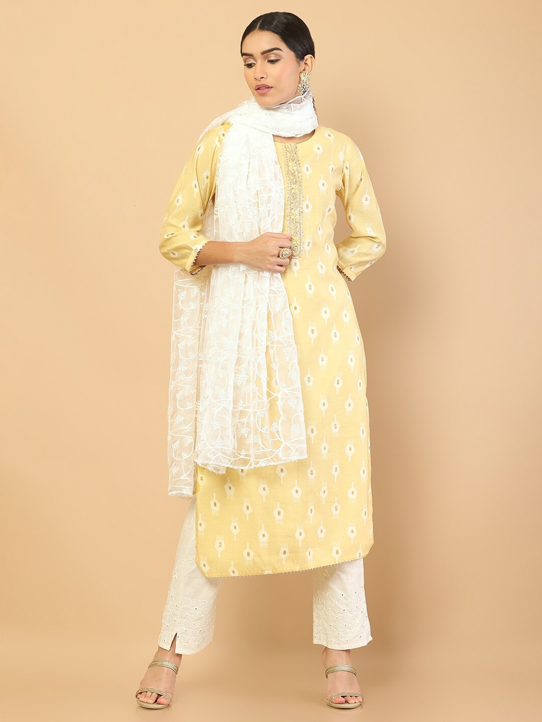 

Soch Off White Embroidered Dupatta