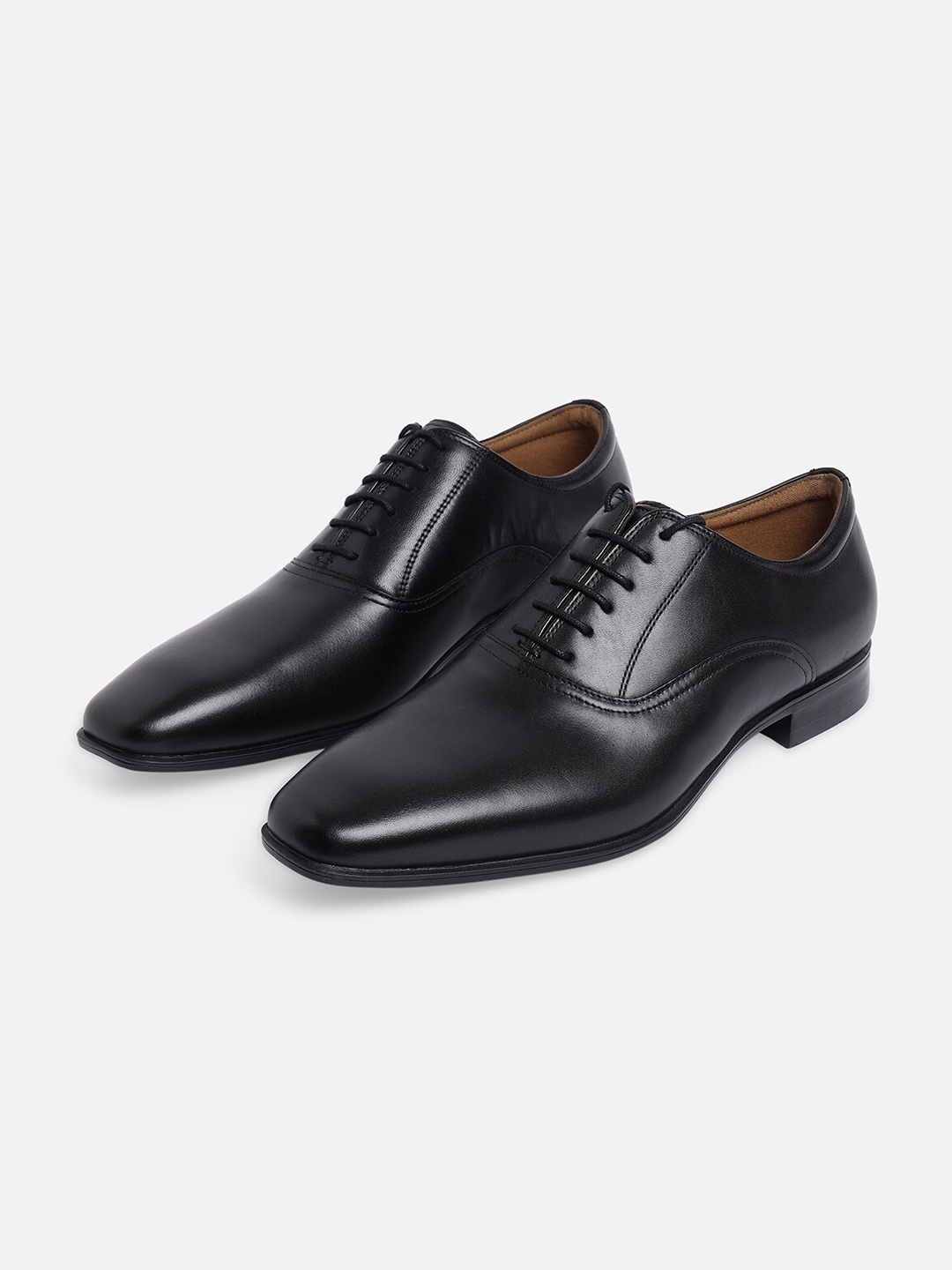 

ALDO Men Black Solid Leather Derbys
