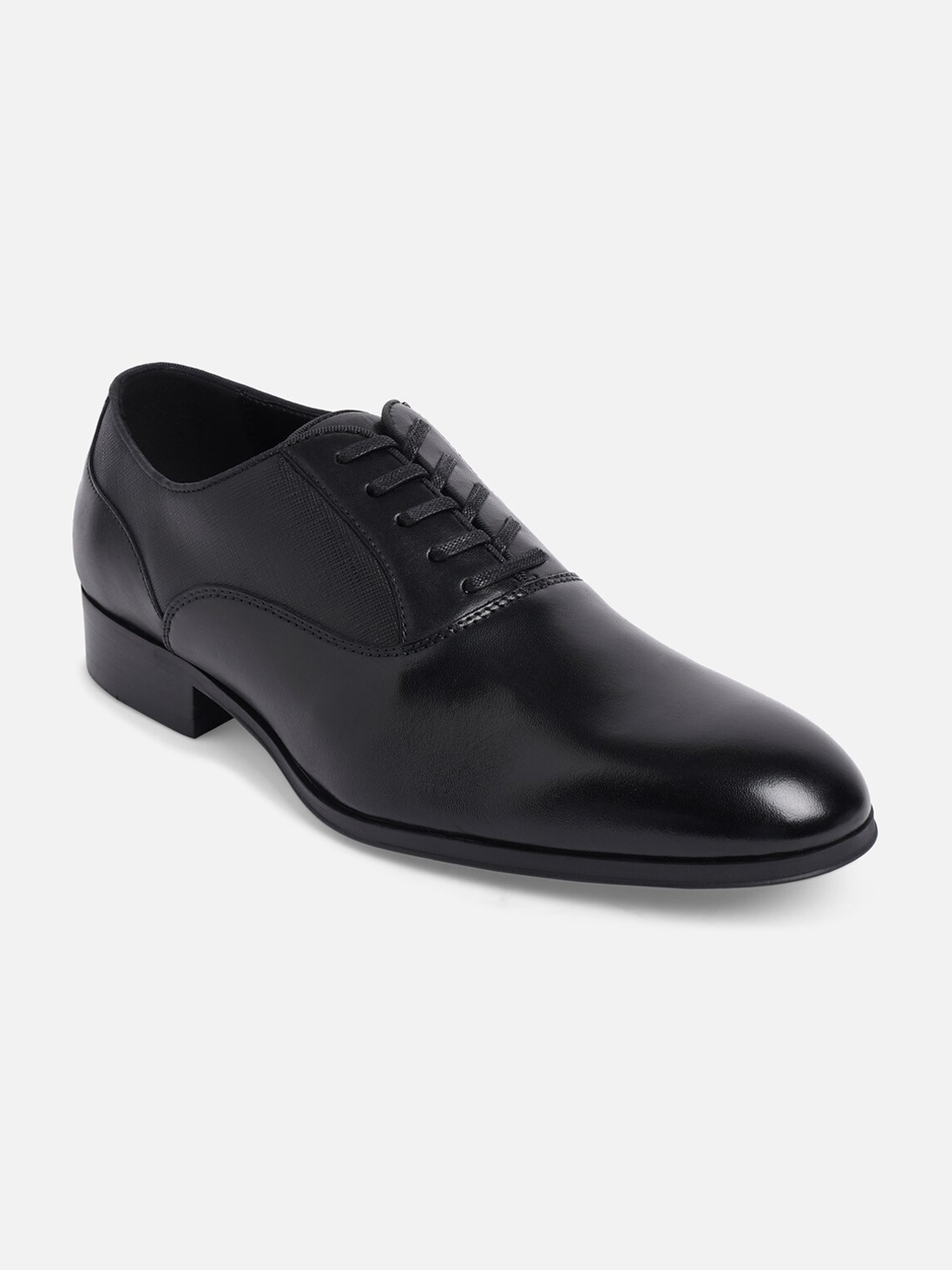 

ALDO Men Black Solid Leather Formal Oxford Shoes
