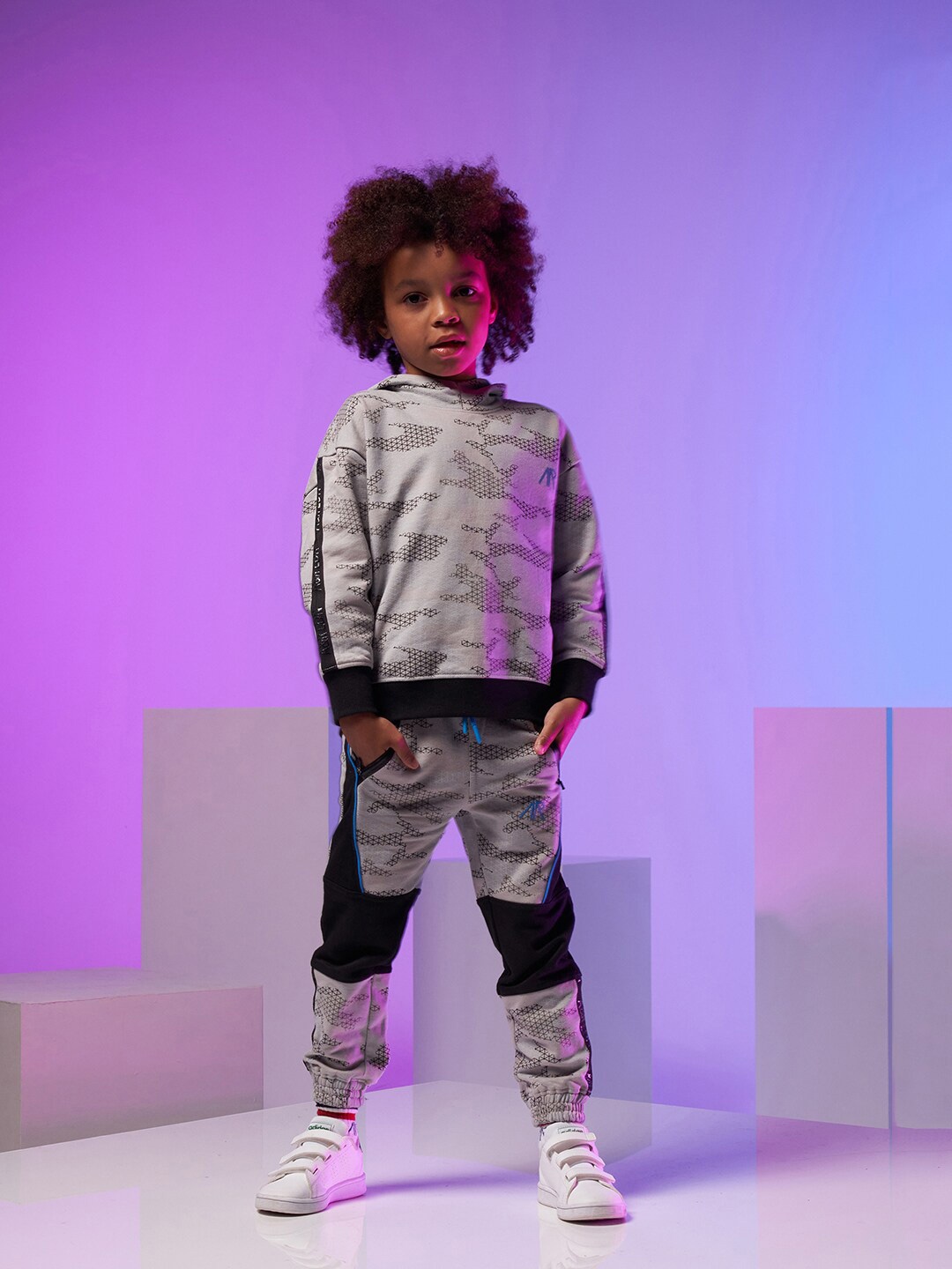 

Angel & Rocket Boys Grey Printed Hooded Sweatshirt