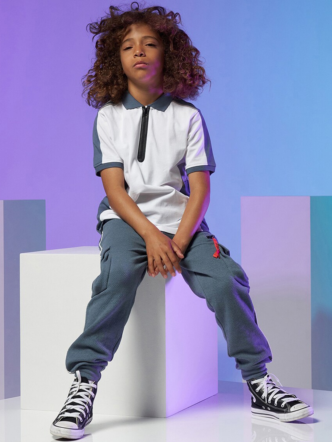 

Angel & Rocket Boys Blue Solid Cotton Joggers