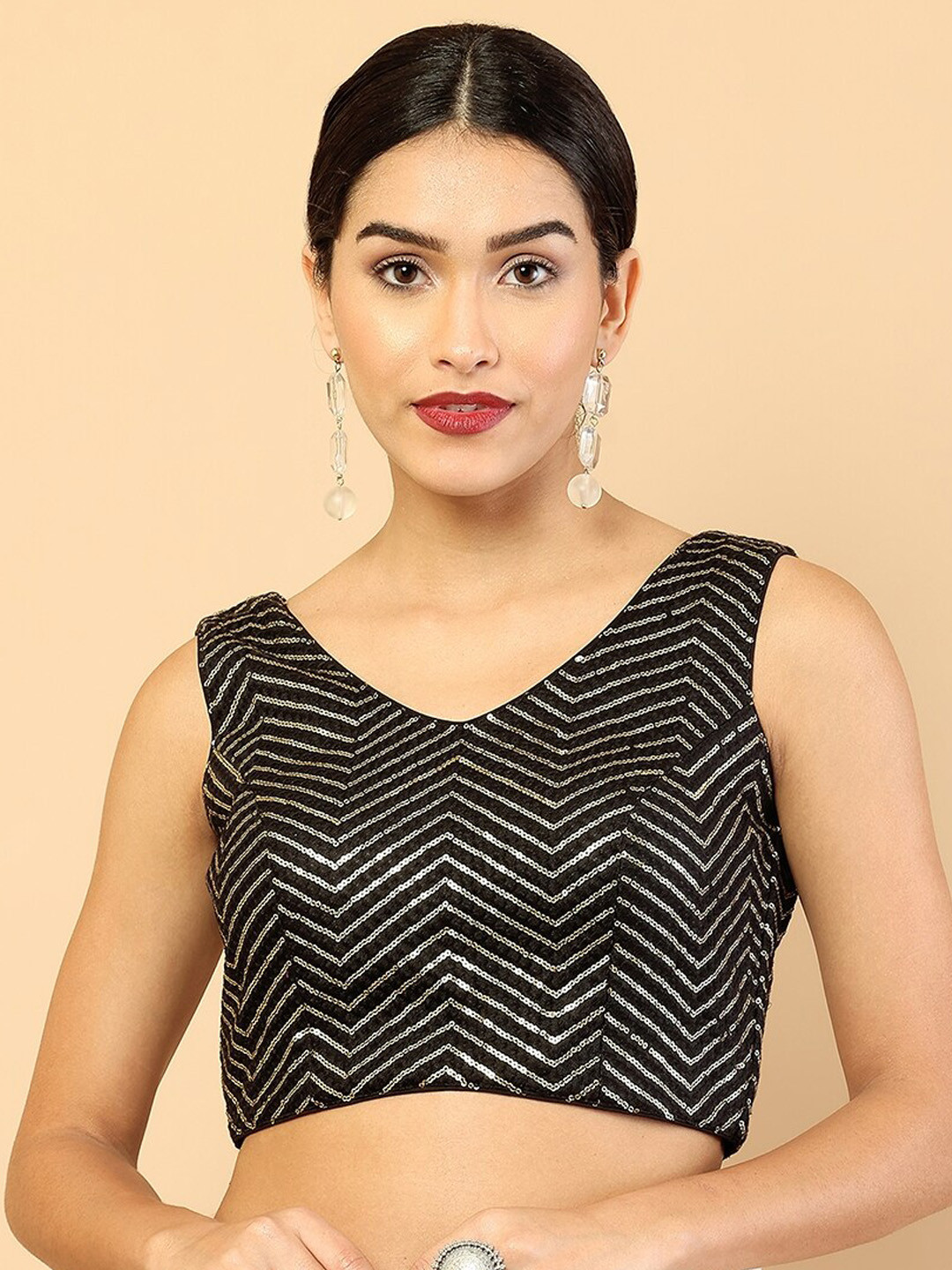 

Soch Women Black Embellished Padded Blouse