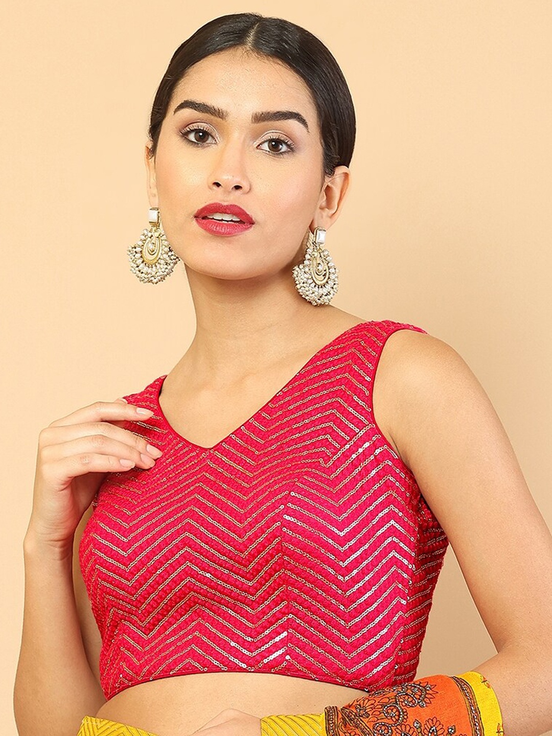 

Soch Pink Embellished Saree Blouse