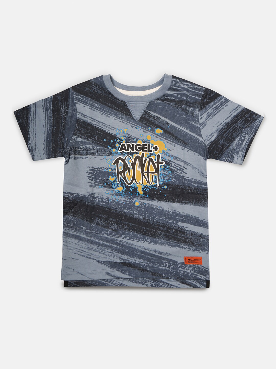 

Angel & Rocket Boys Blue and Grey Printed T-shirt