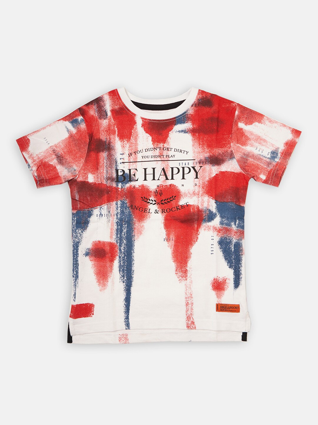 

Angel & Rocket Boys White & Red Printed Round Neck T-shirt