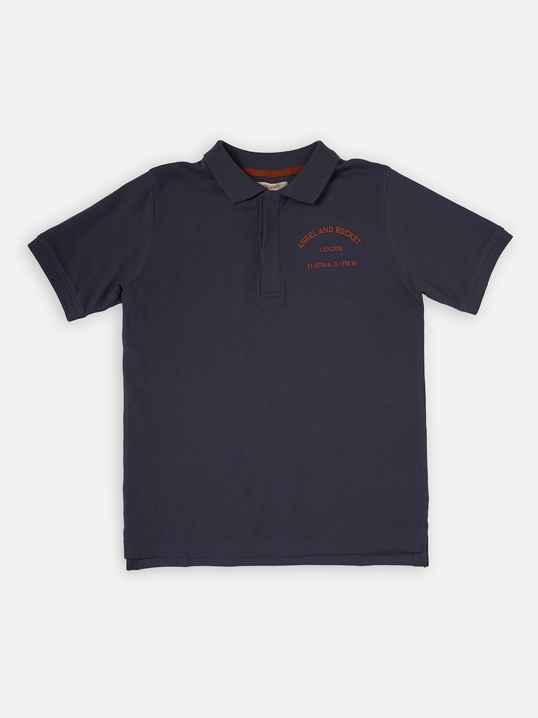 

Angel & Rocket Boys Navy Blue Printed Polo Collar T-shirt