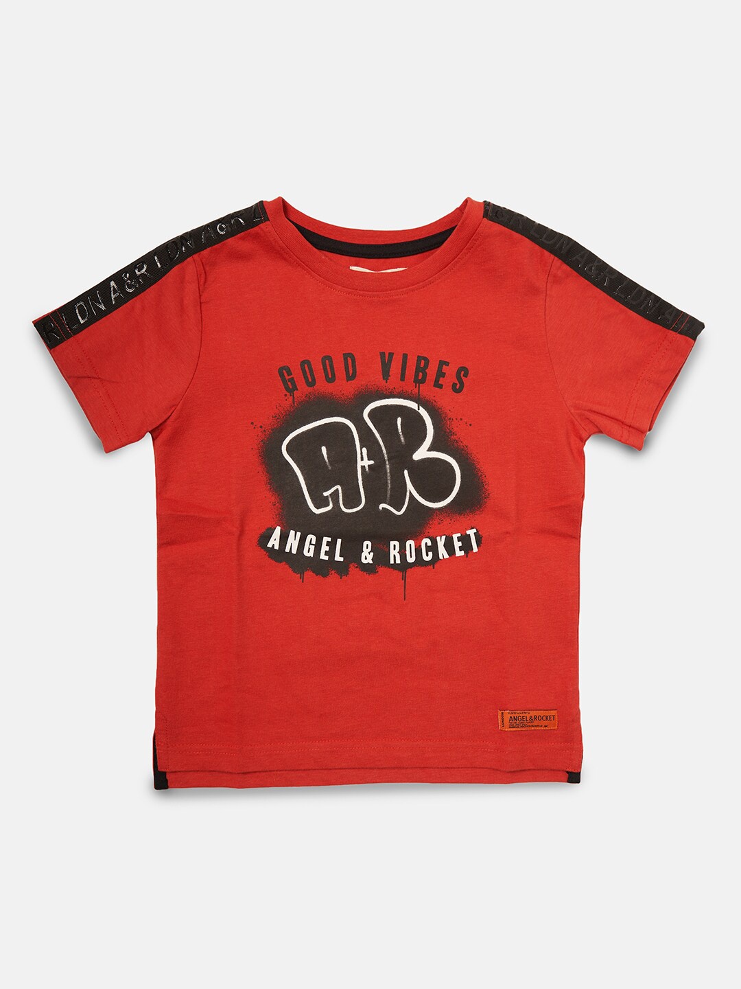 Angel & Rocket Boys Red Typography Printed T-shirt