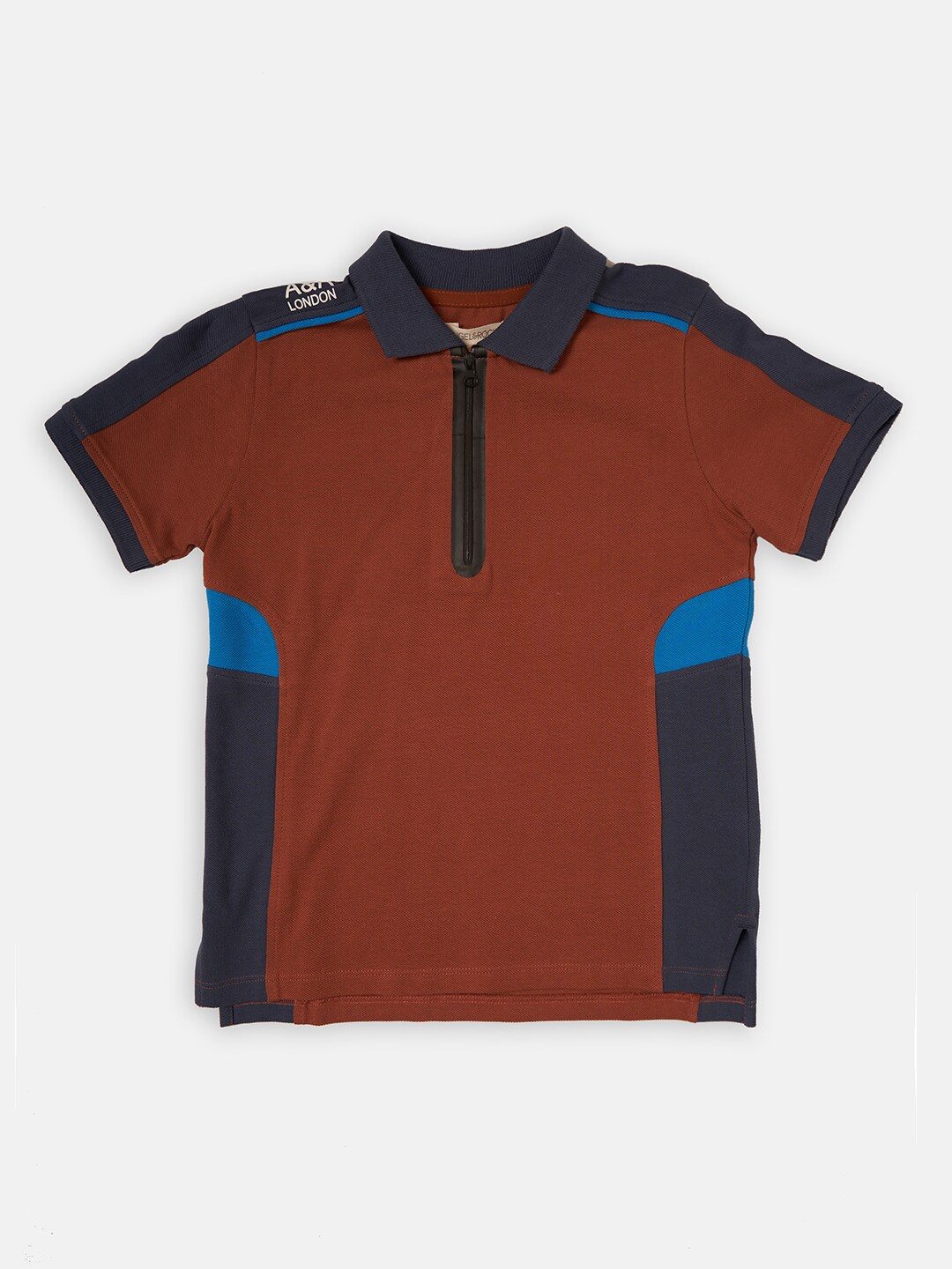 

Angel & Rocket Boys Brown & Blue Polo Collar T-shirt