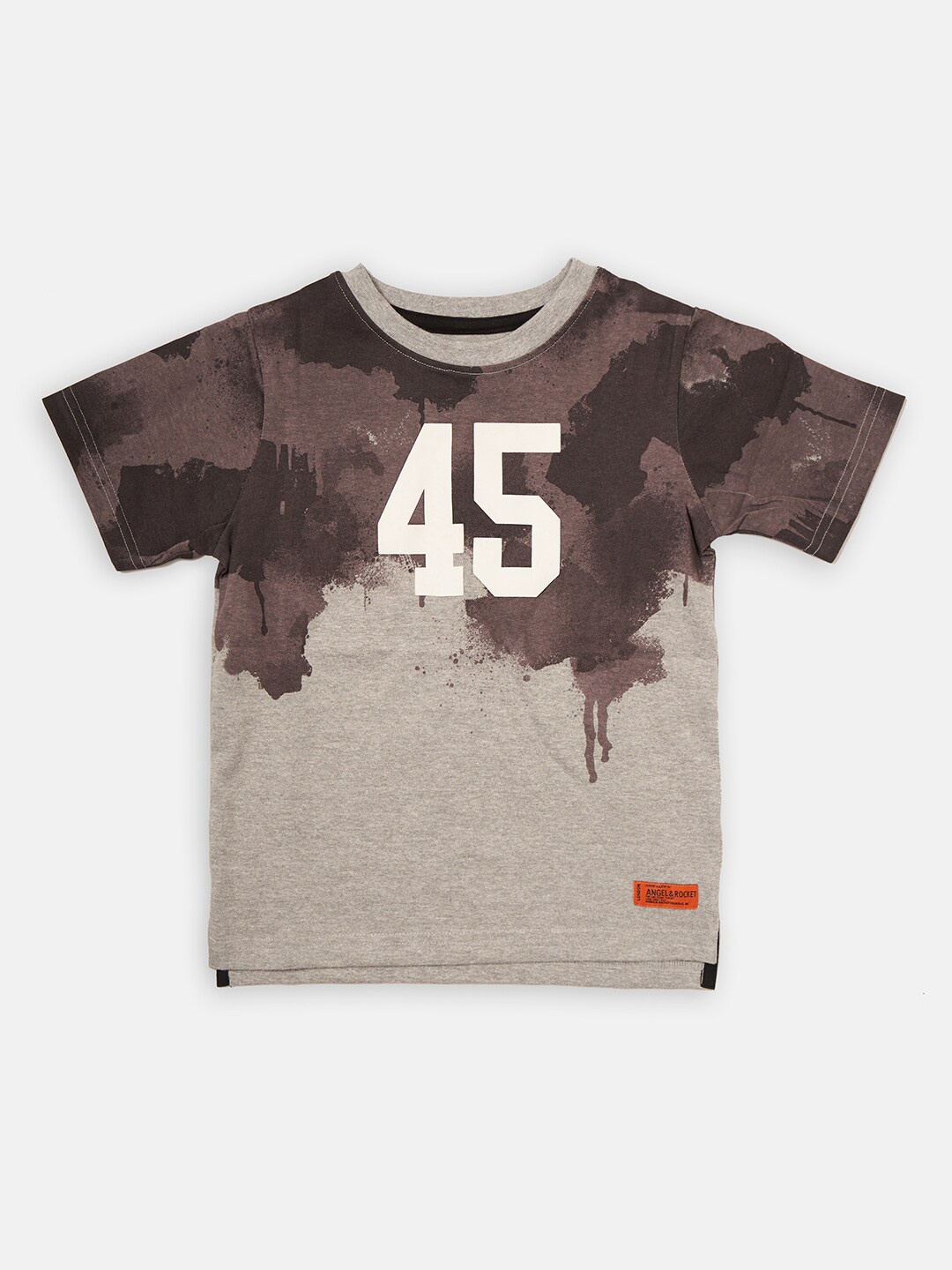 

Angel & Rocket Boys Grey & Brown Printed T-shirt