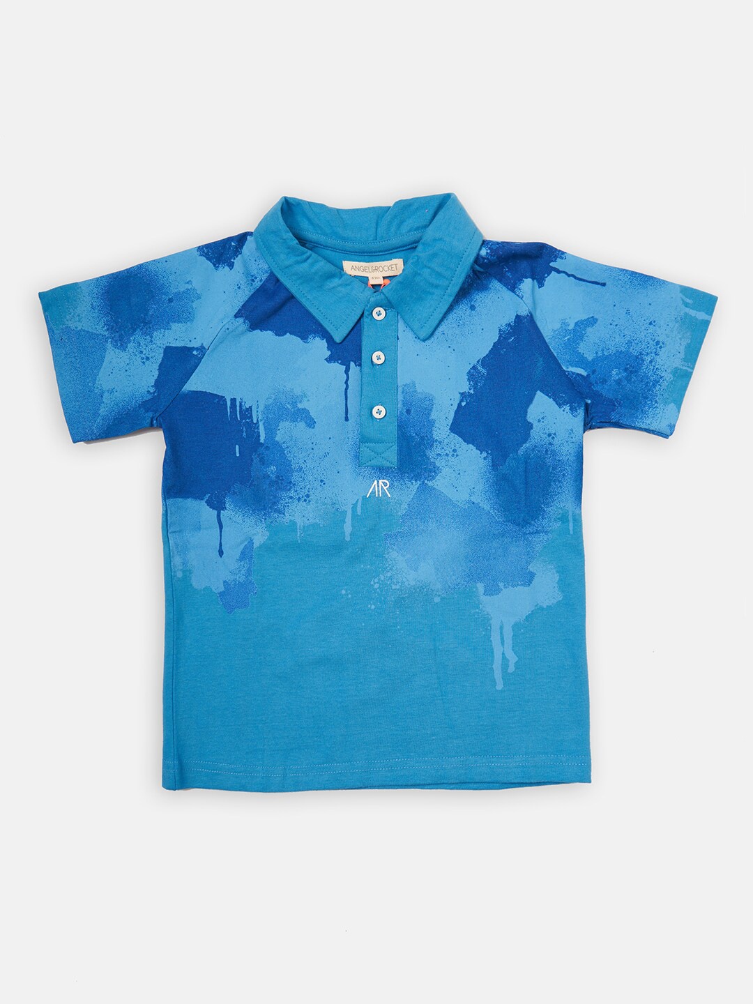 

Angel & Rocket Boys Blue Printed Polo Collar T-shirt