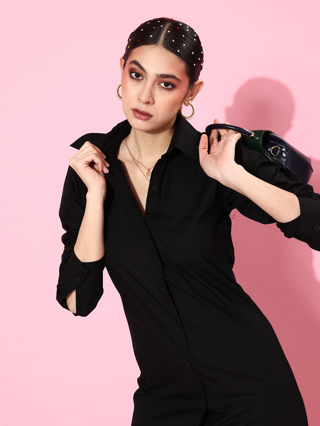 

Stylecast X Hersheinbox Women Black Solid Twist & Knot Dress