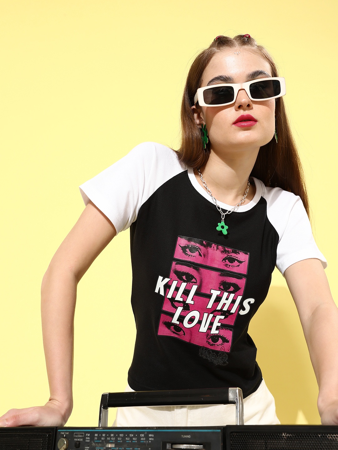 

Stylecast X Hersheinbox Black Typography Graphic Top