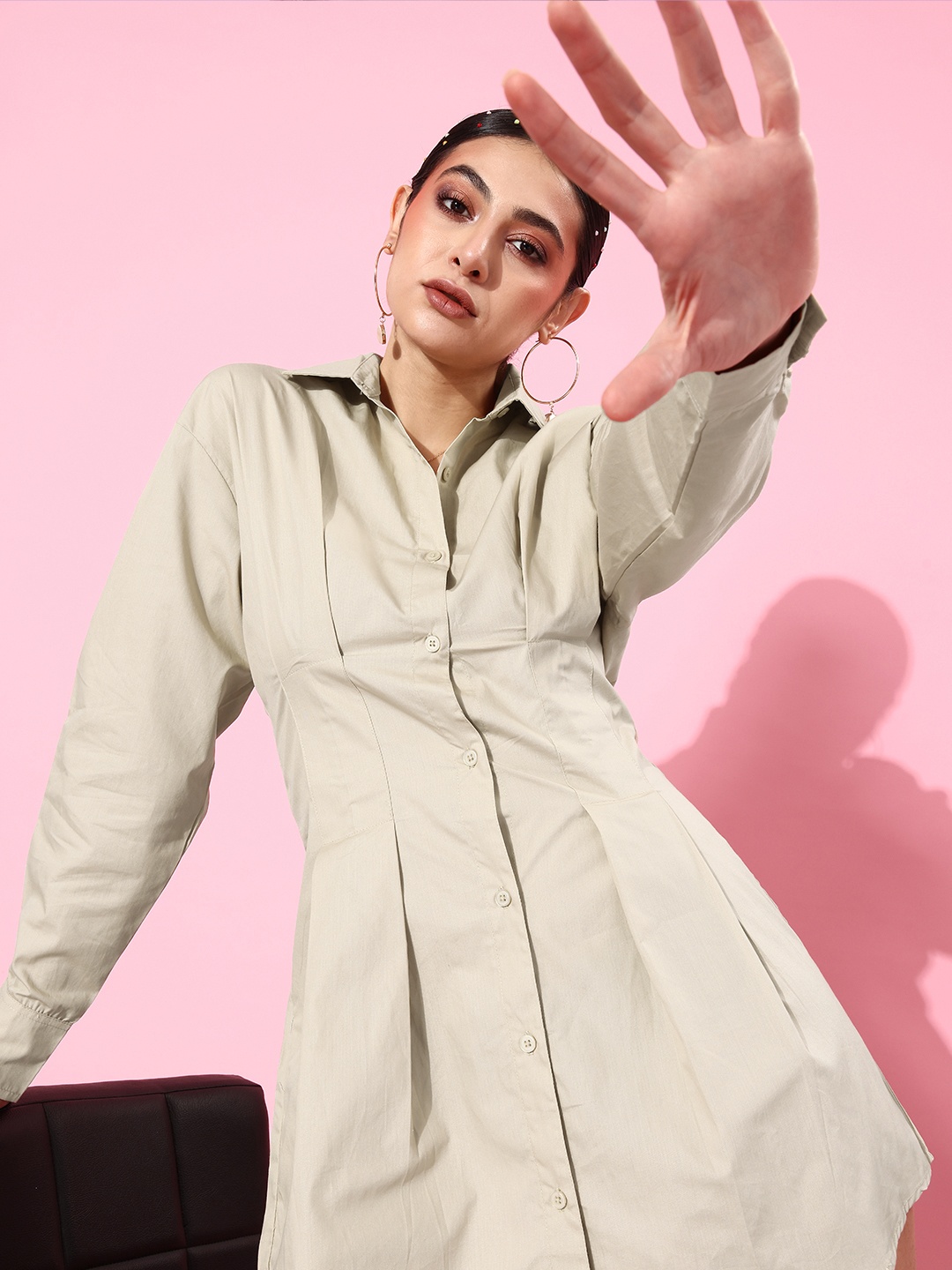 

Stylecast X Hersheinbox Women Beige Solid Once Upon a Sleeve Dress