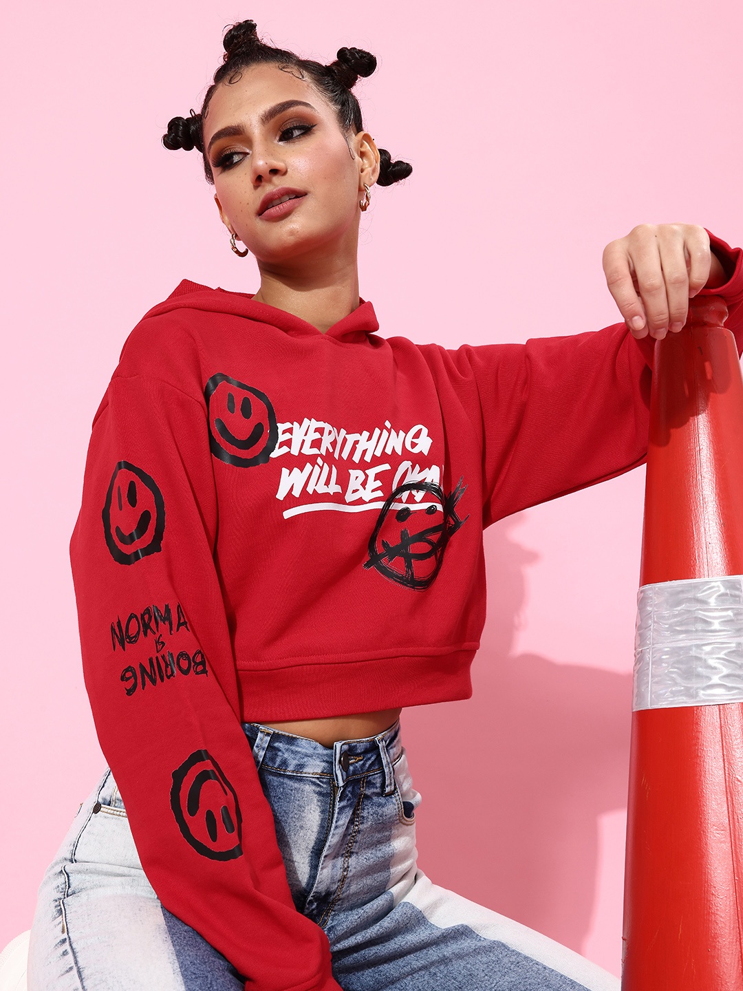 

Stylecast X Hersheinbox Women Charming Red Typography Graphic Attack Sweatshirt
