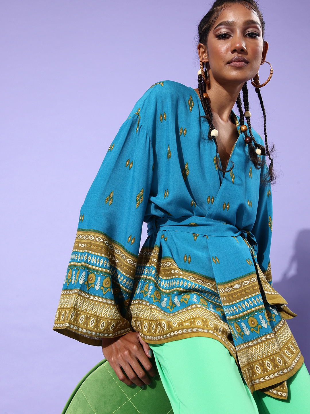 

Stylecast X Hersheinbox Blue Tribal Indie Gal Top