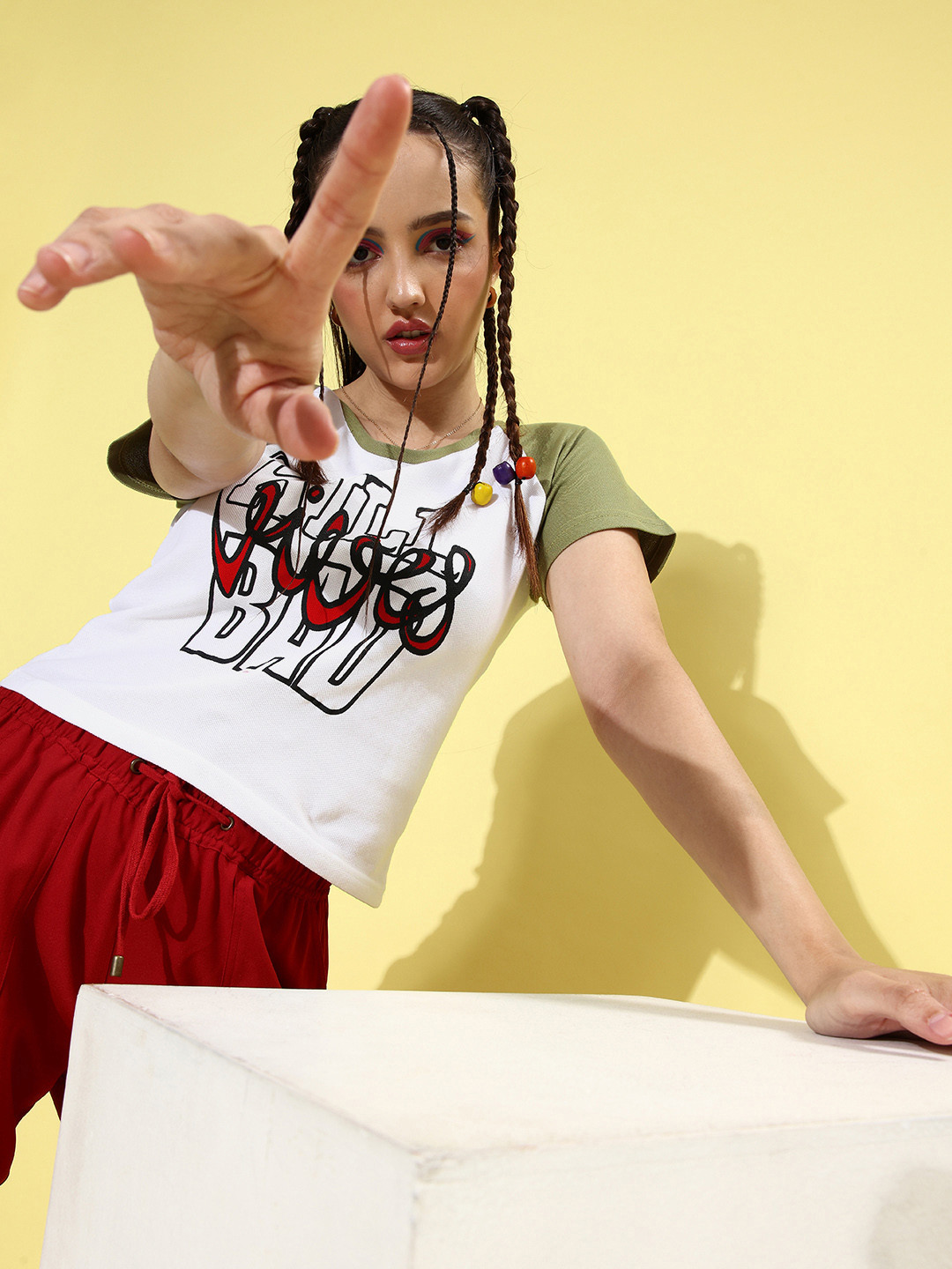 

Stylecast X Hersheinbox Green Typography Graphic Top