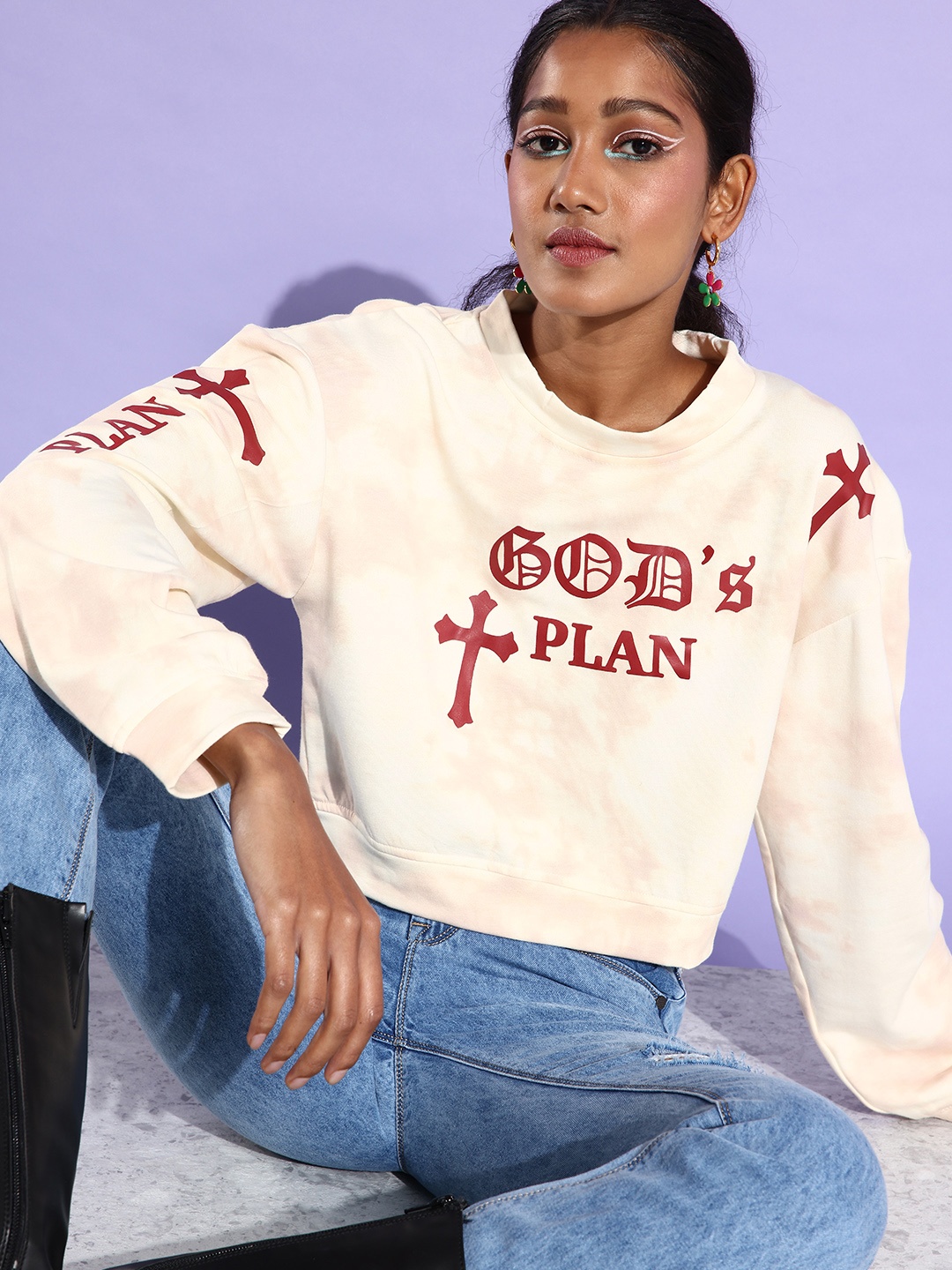 

Stylecast X Hersheinbox Women Beautiful Off-White Typography Better Slogan Sweatshirt