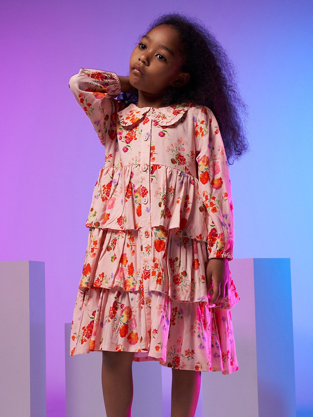 

Angel & Rocket Pink Floral Peter Pan Collar A-Line Dress