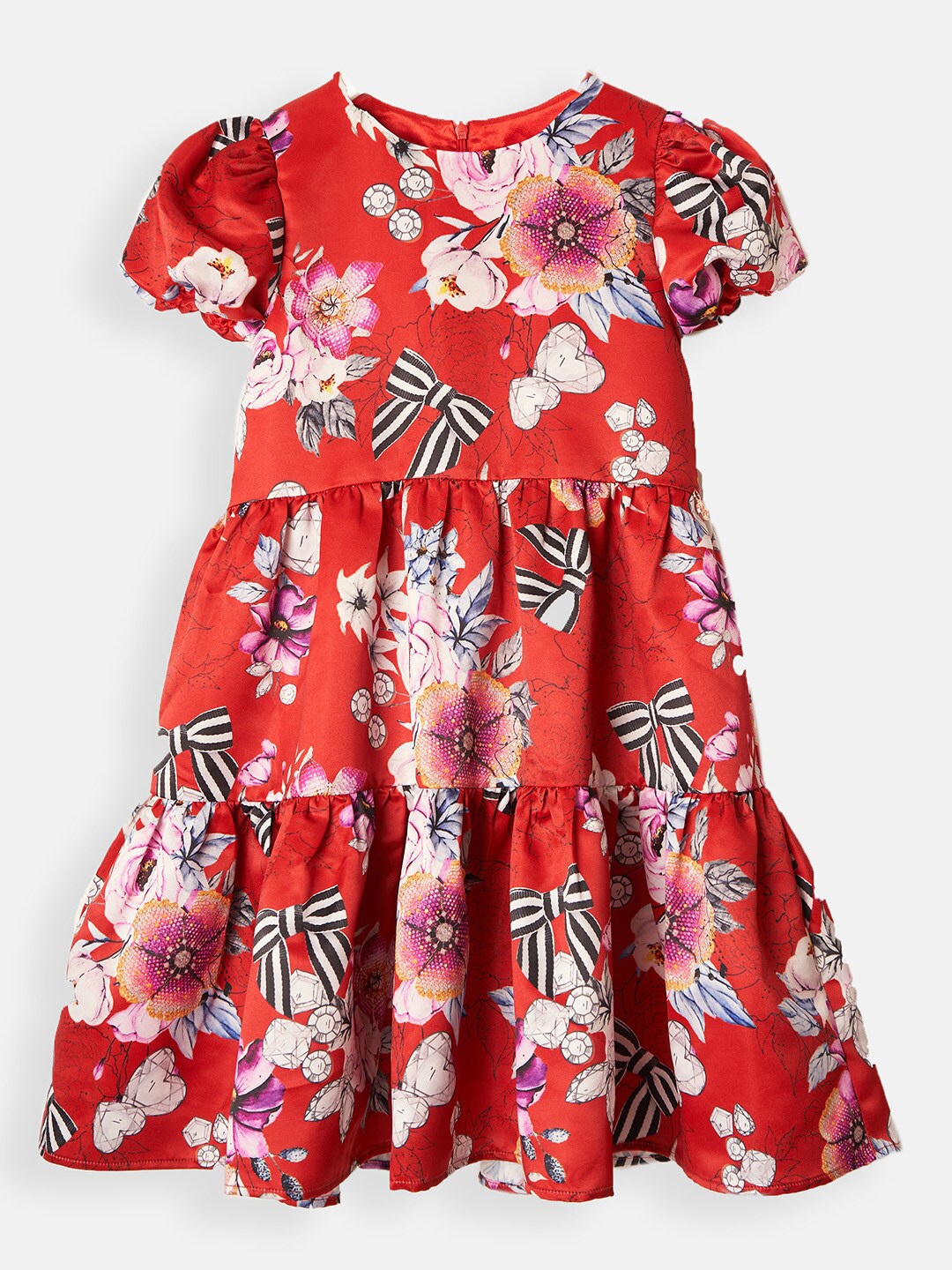 

Angel & Rocket Girls Red & White Floral Printed Dress
