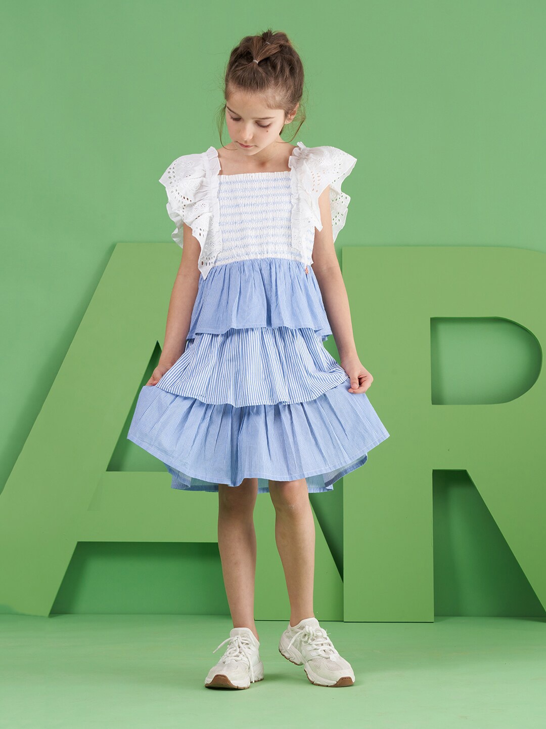 

Angel & Rocket Girls White & Blue Layered Dress