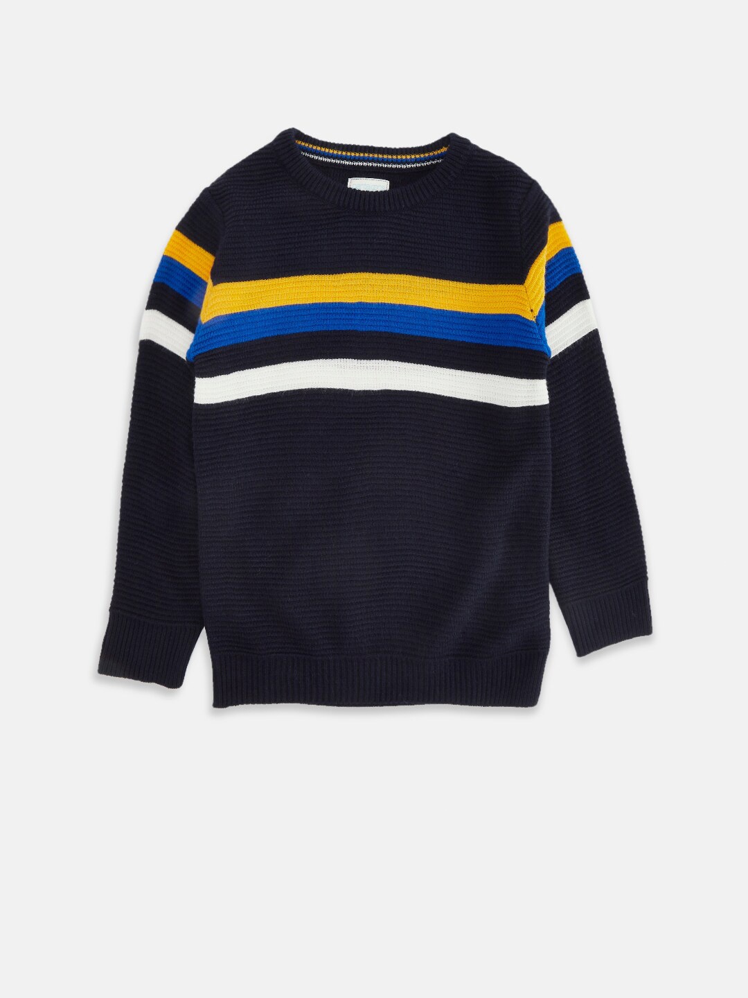 

Pantaloons Junior Boys Navy Blue & White Striped Pullover
